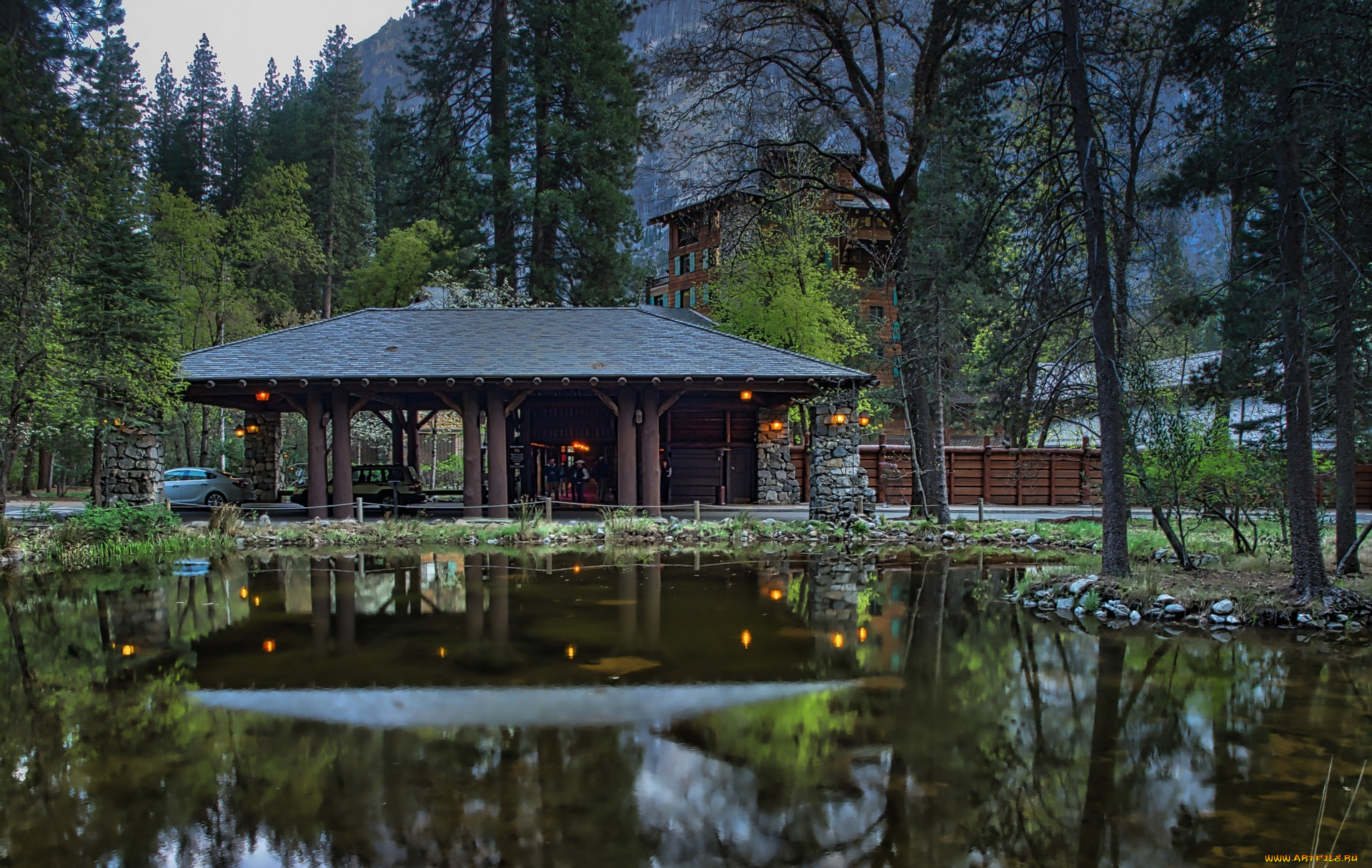 природа, парк, водоем, постройка, здание