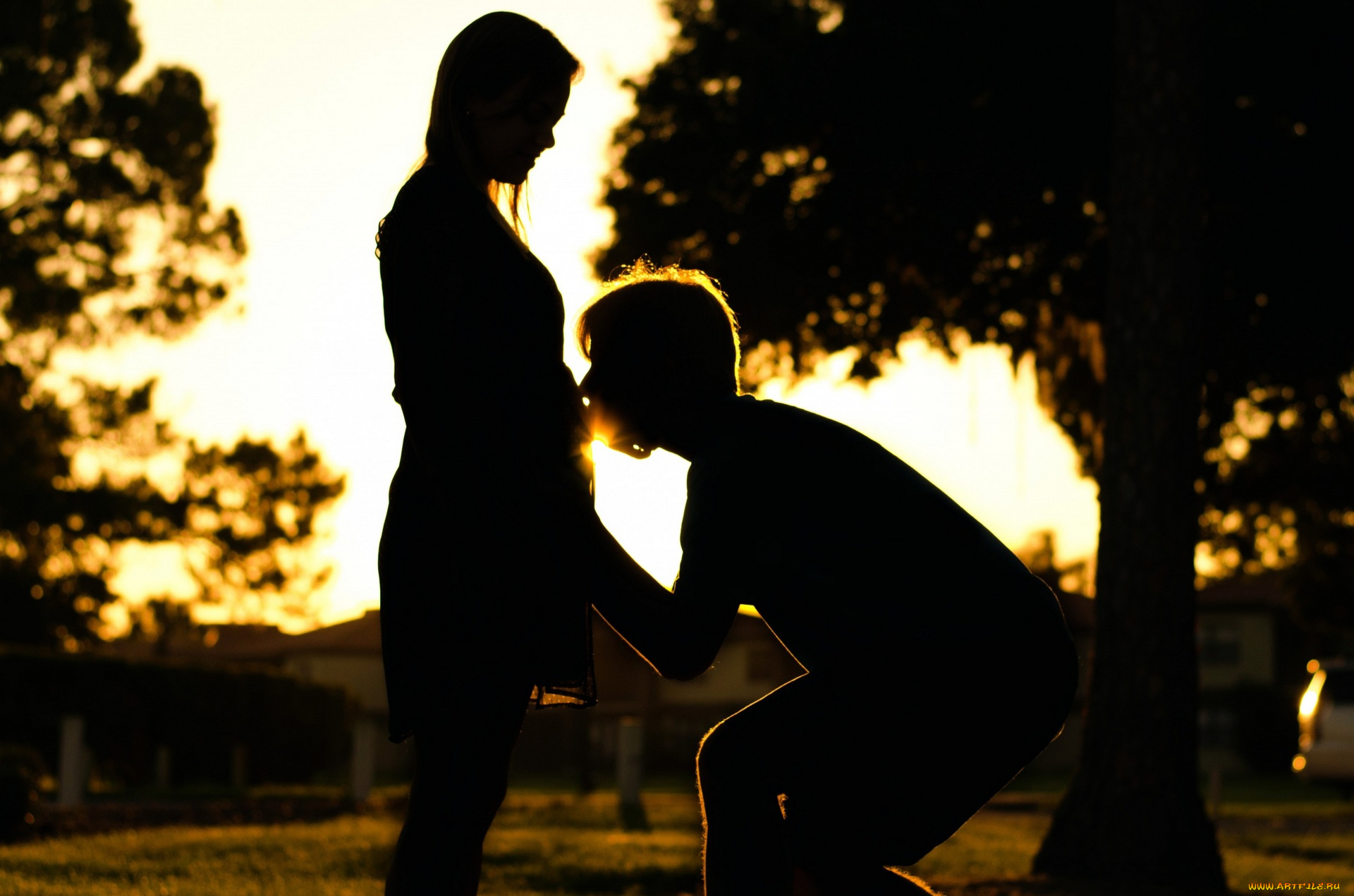 разное, мужчина, женщина, поцелуй, деревья