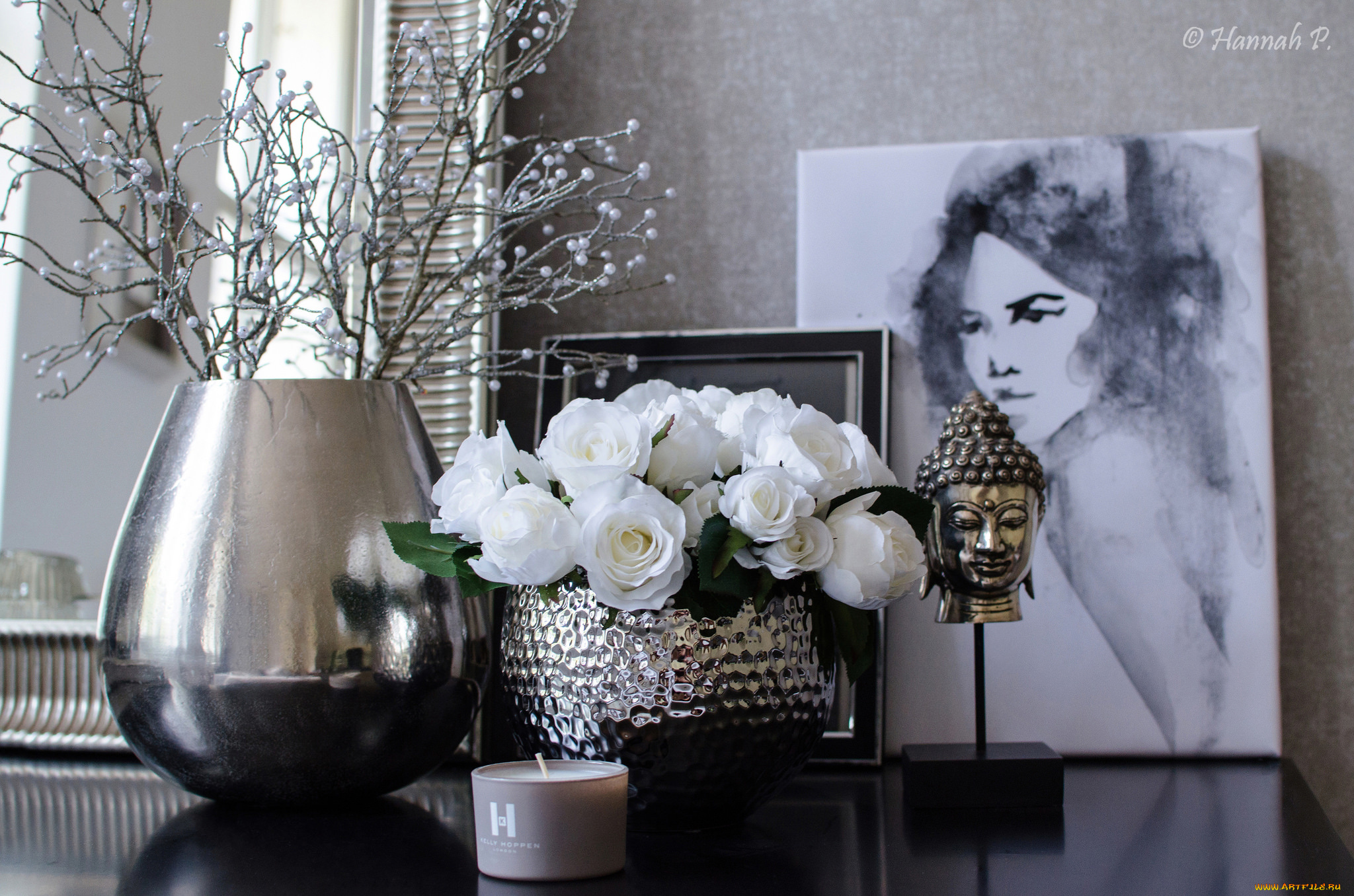 интерьер, декор, , отделка, , сервировка, ваза, цветы, розы, картина, свеча