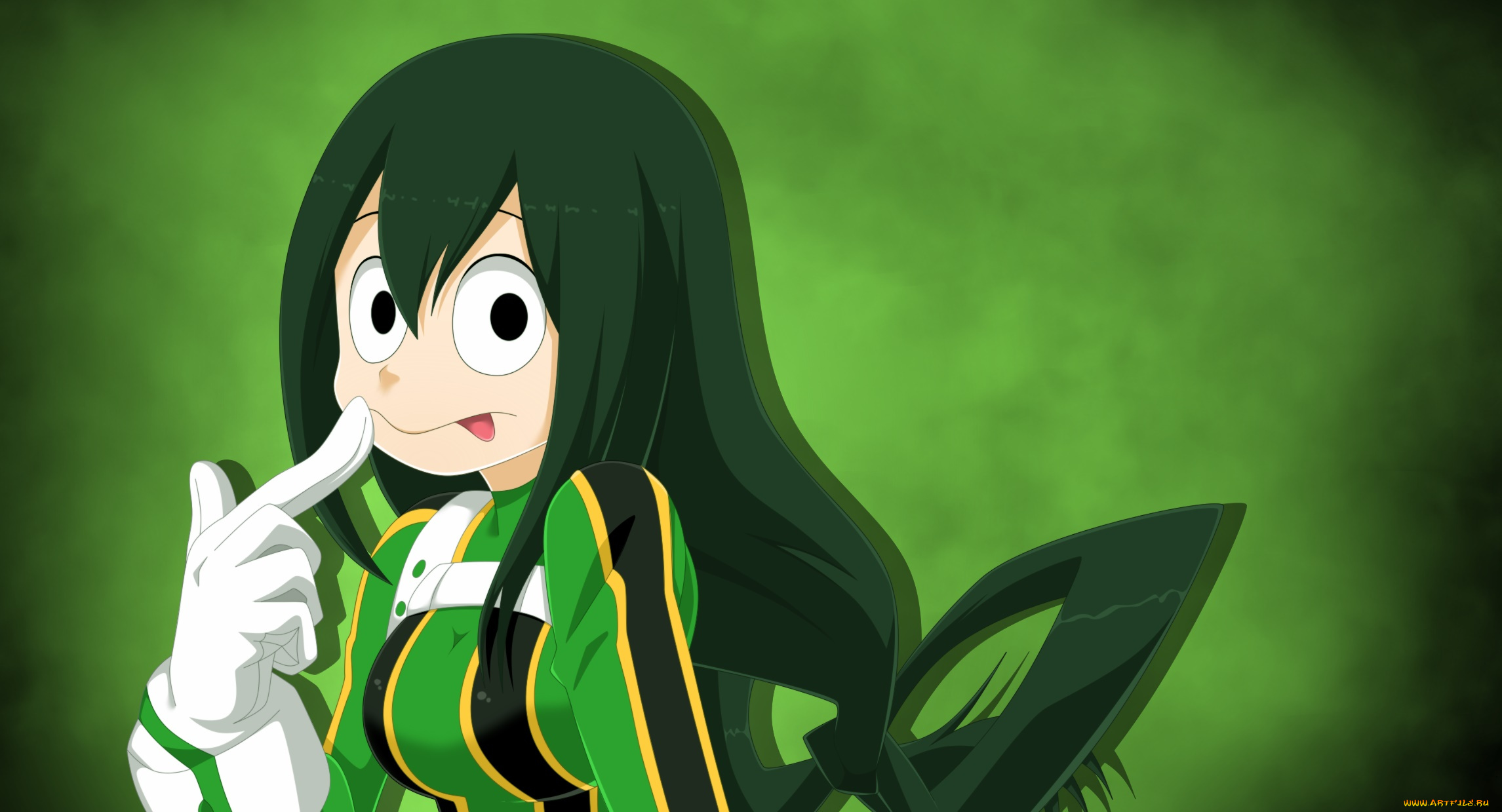 аниме, boku, no, hero, academia, взгляд, девушка, фон