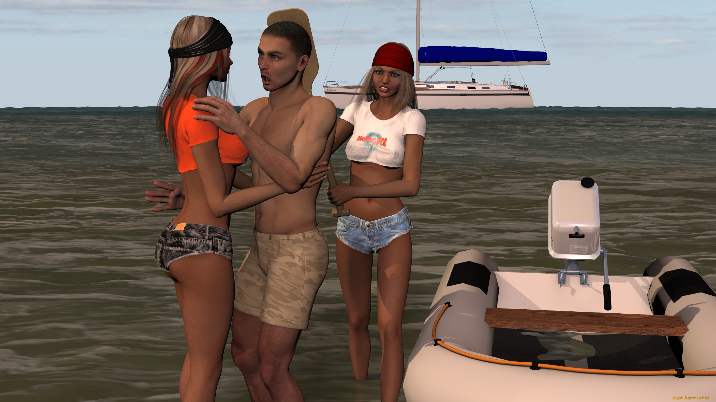 3д, графика, люди, , people, девушки, взгляд, фон