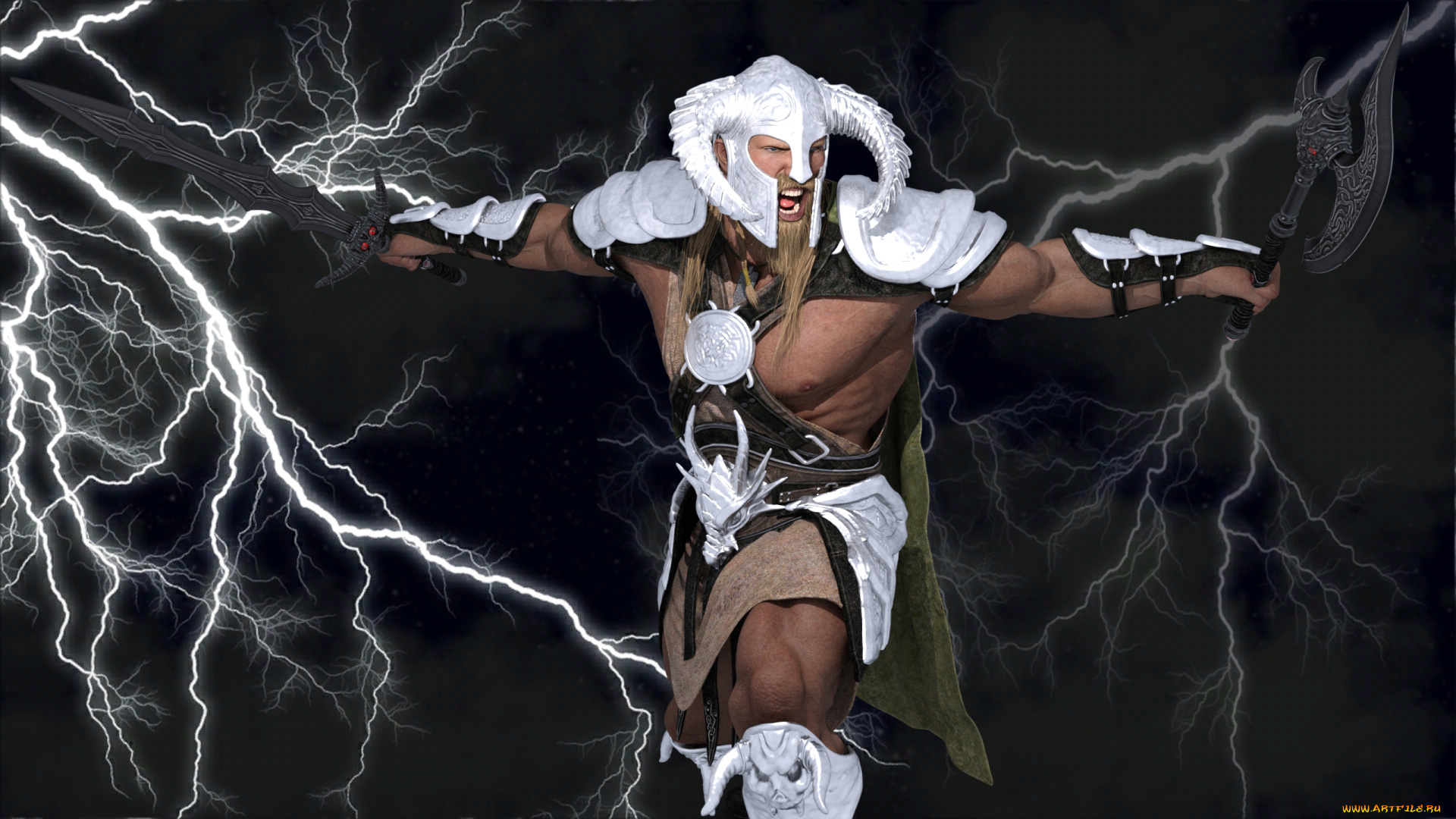 3д, графика, фантазия, , fantasy, оружие, взгляд, фон, мужчина