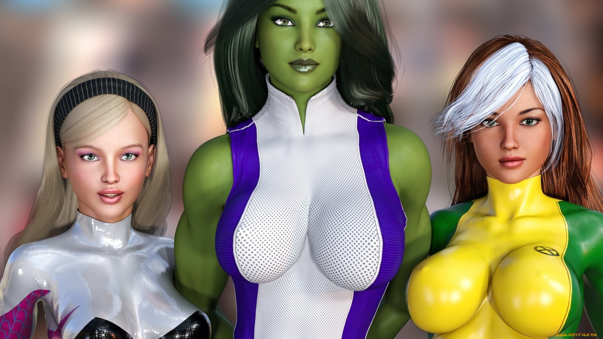 3д, графика, люди, , people, фон, девушки, взгляд