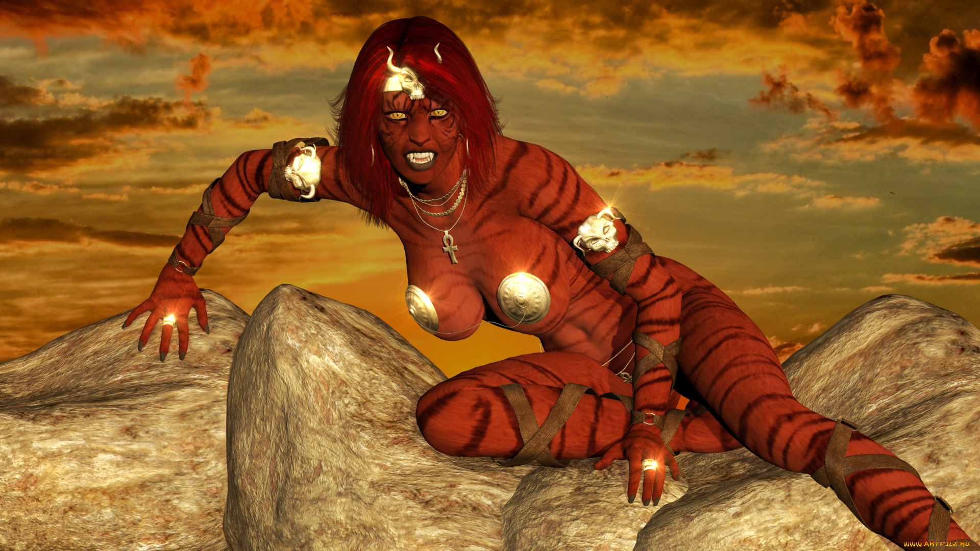 3д, графика, существа, , creatures, фон, взгляд, девушка