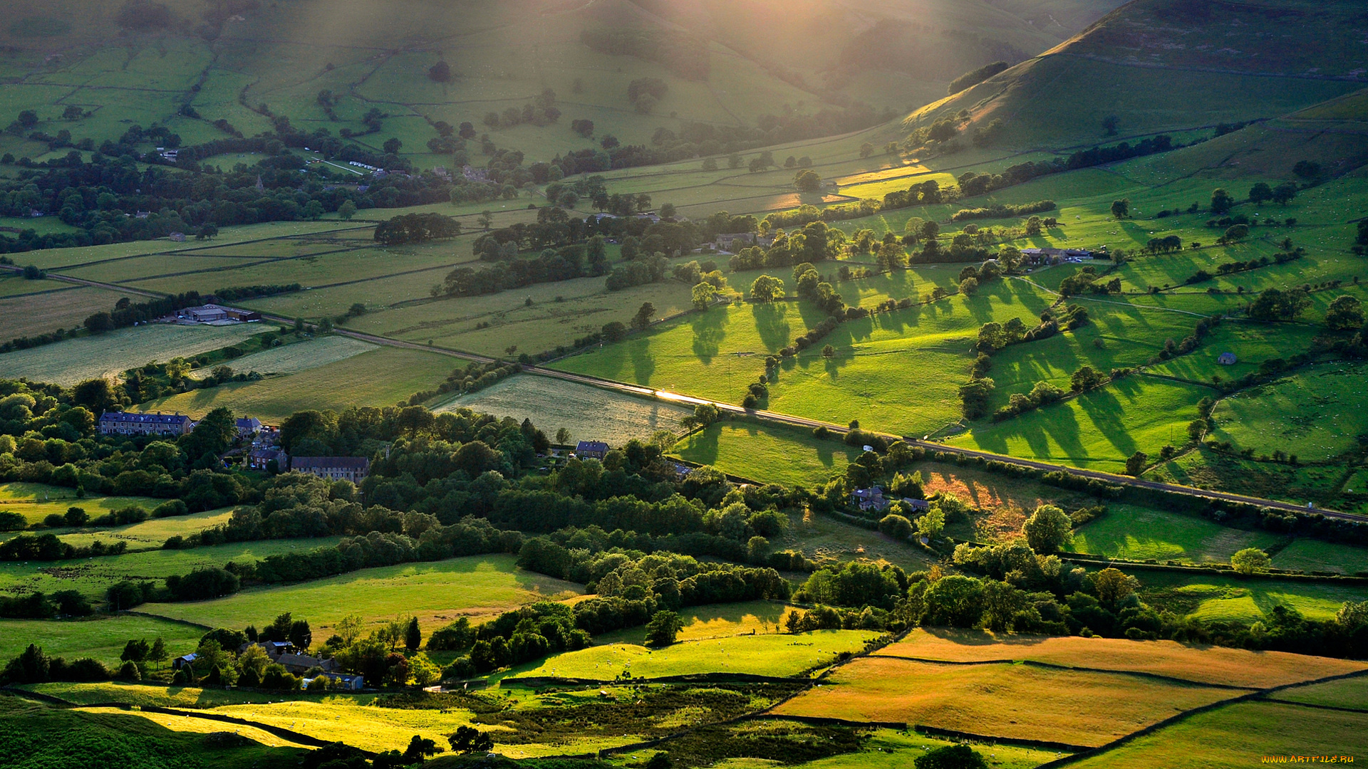 города, -, панорамы, дома, особняки, поля, деревья, участки