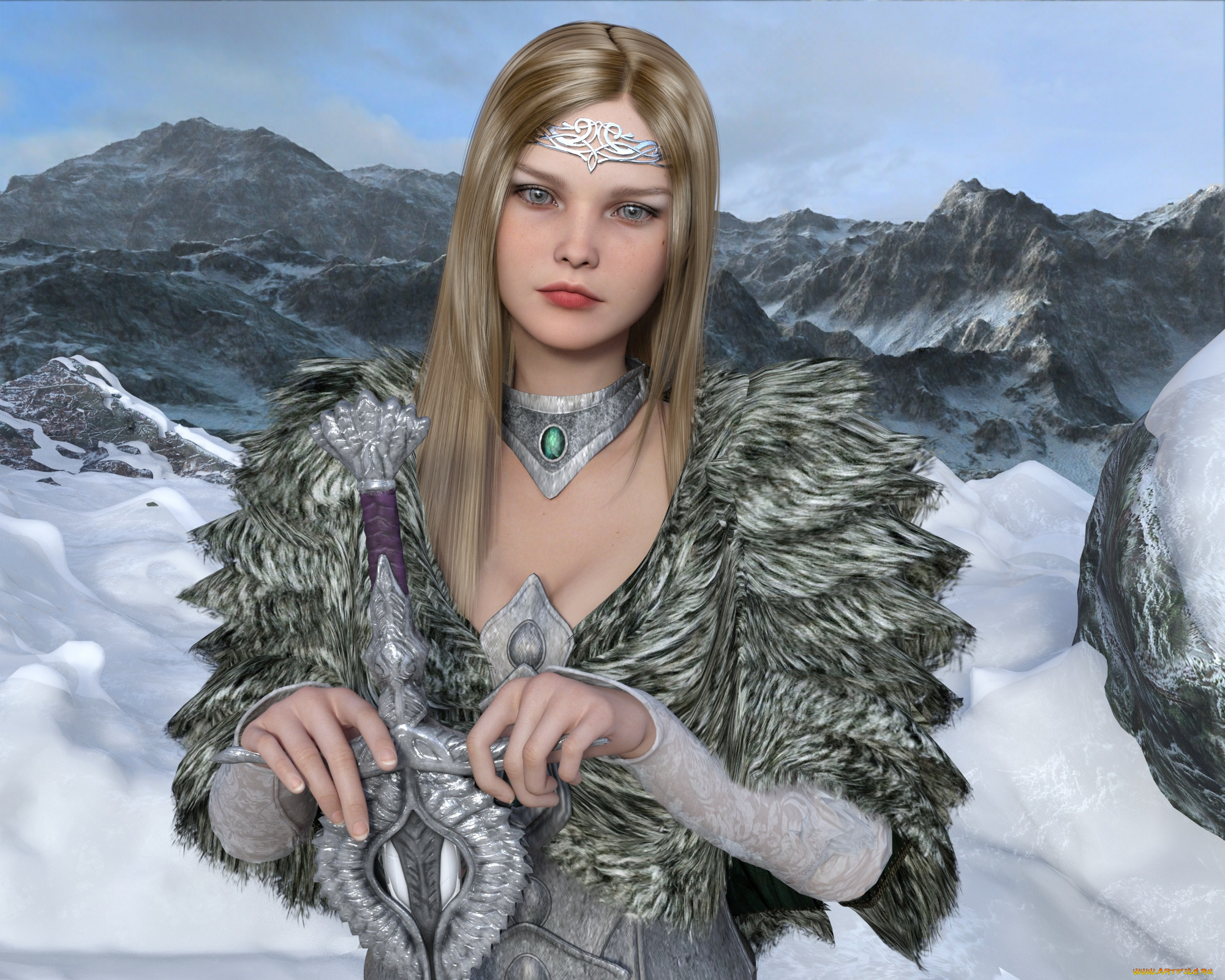 3д, графика, фантазия, , fantasy, фон, взгляд, девушка