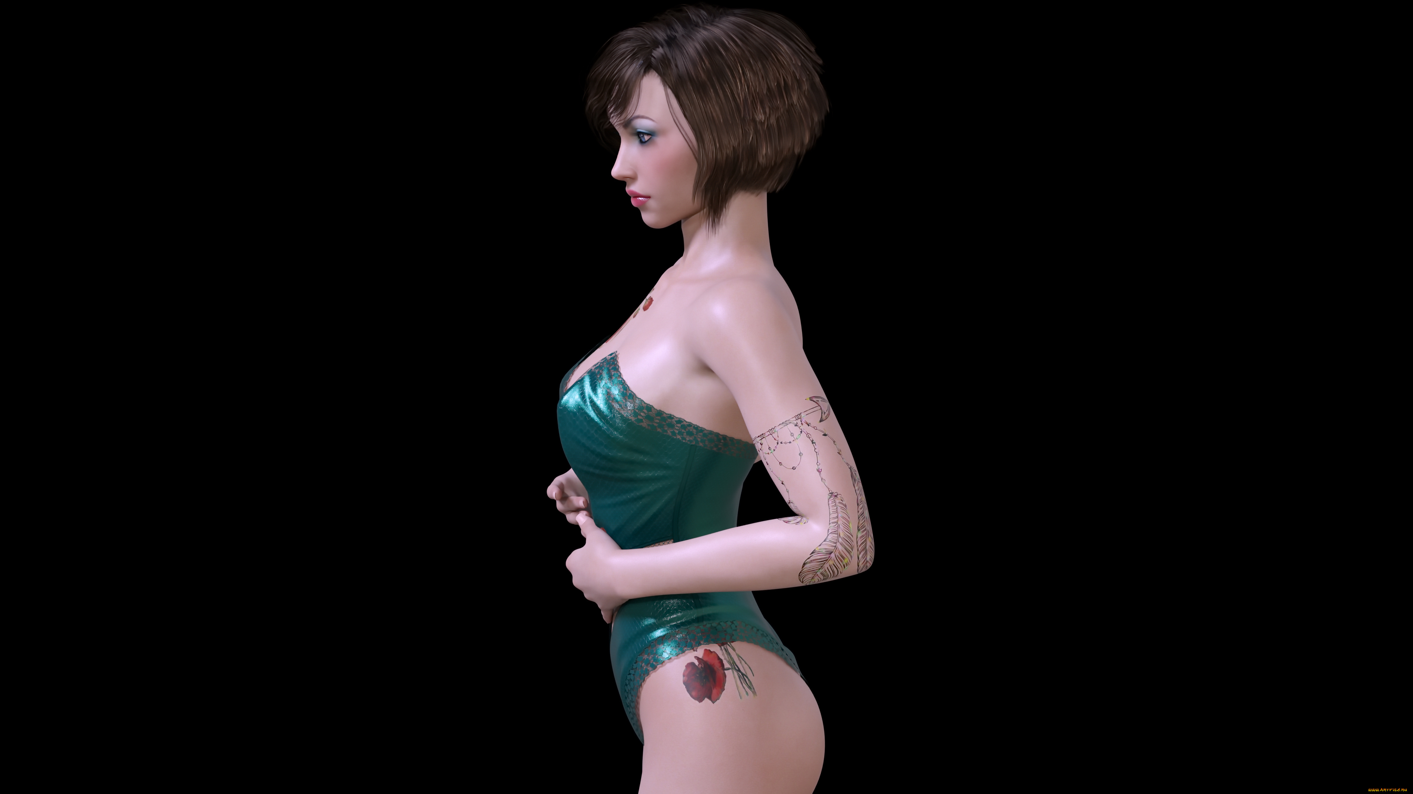 3д, графика, люди, , people, девушка, взгляд, фон