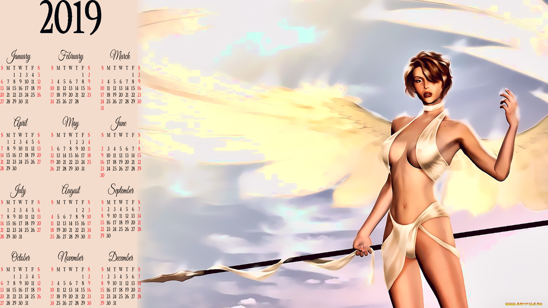 календари, фэнтези, 2019, calendar, женщина, оружие, девушка