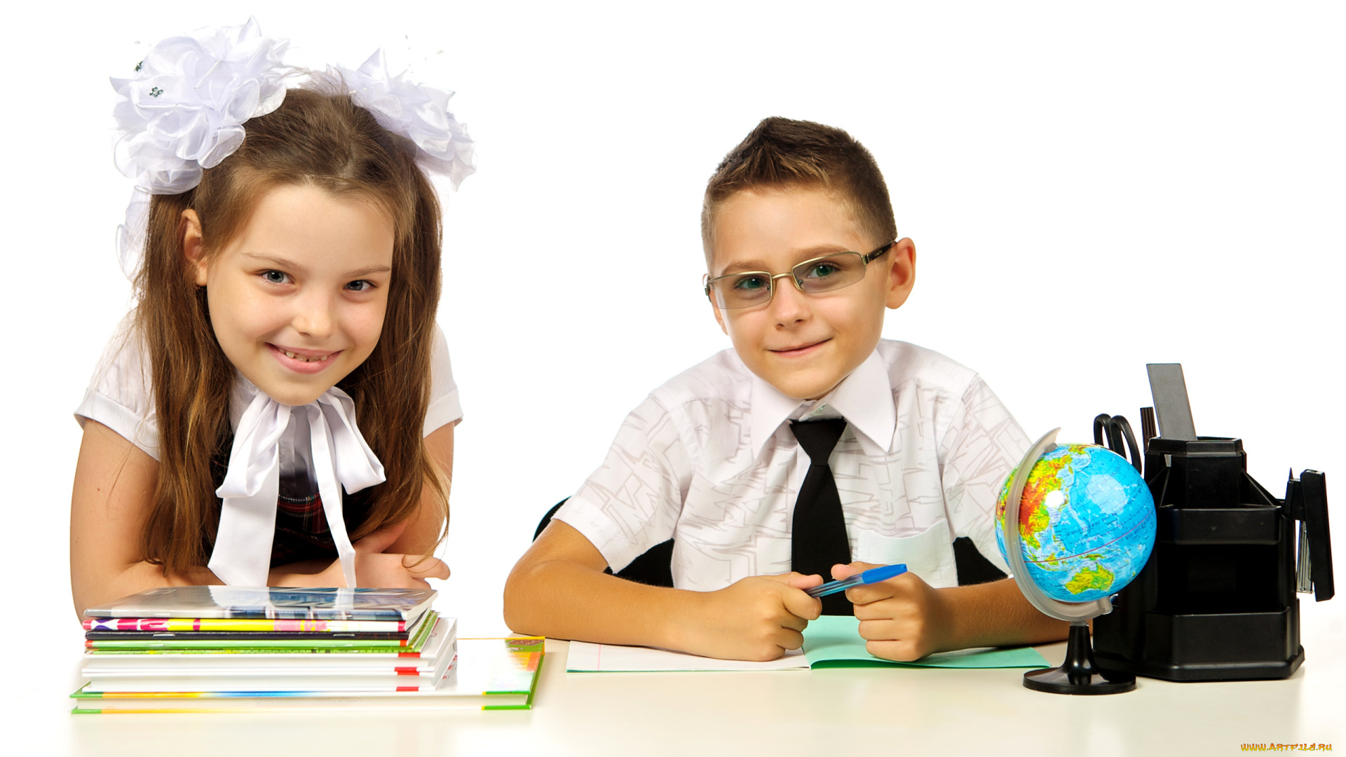праздничные, день, знаний, книги, глобус, очки, дети, улыбки
