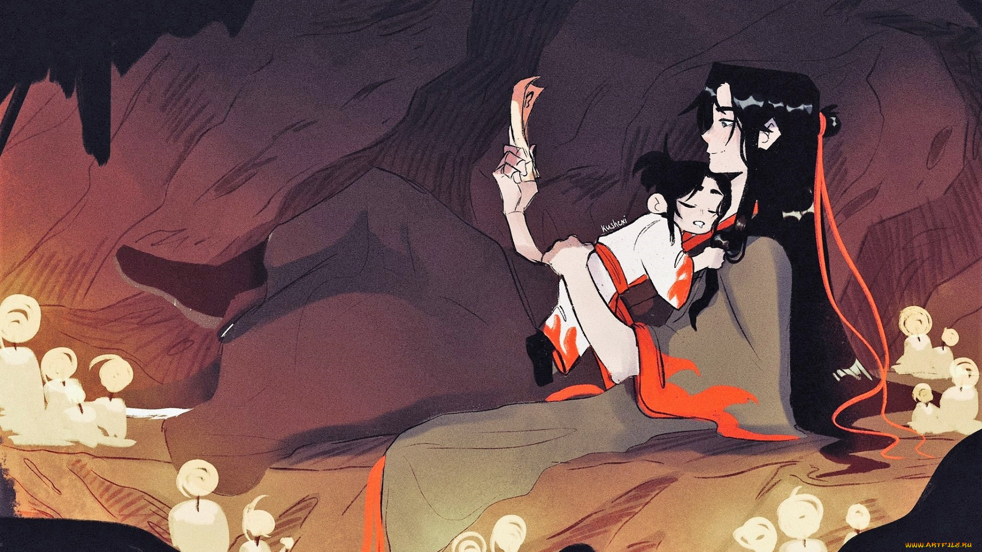 аниме, mo, dao, zu, shi, вэй, усянь, ребенок, сон, пещера