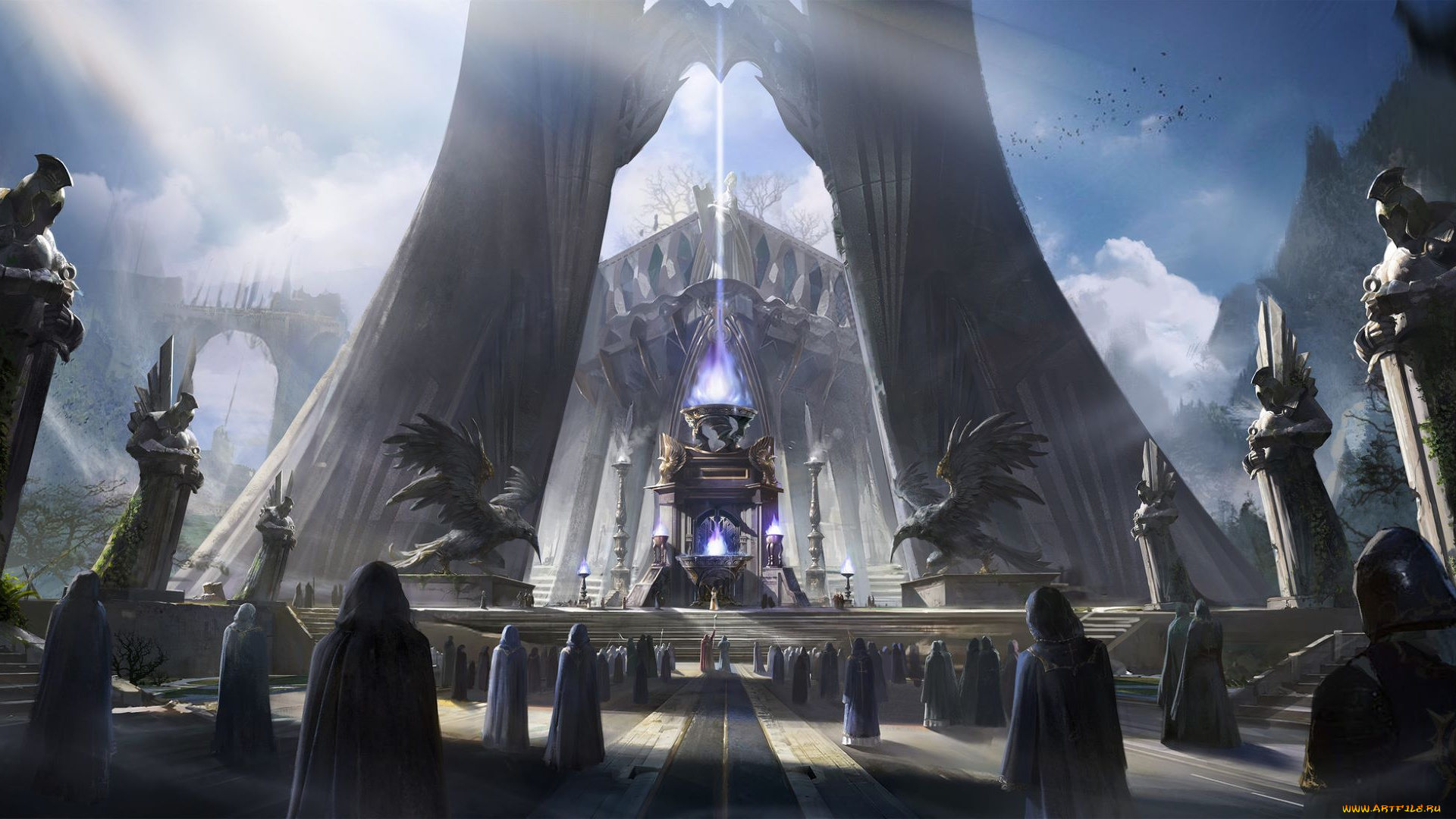 фэнтези, иные, миры, , иные, времена, дворец, статуи, люди