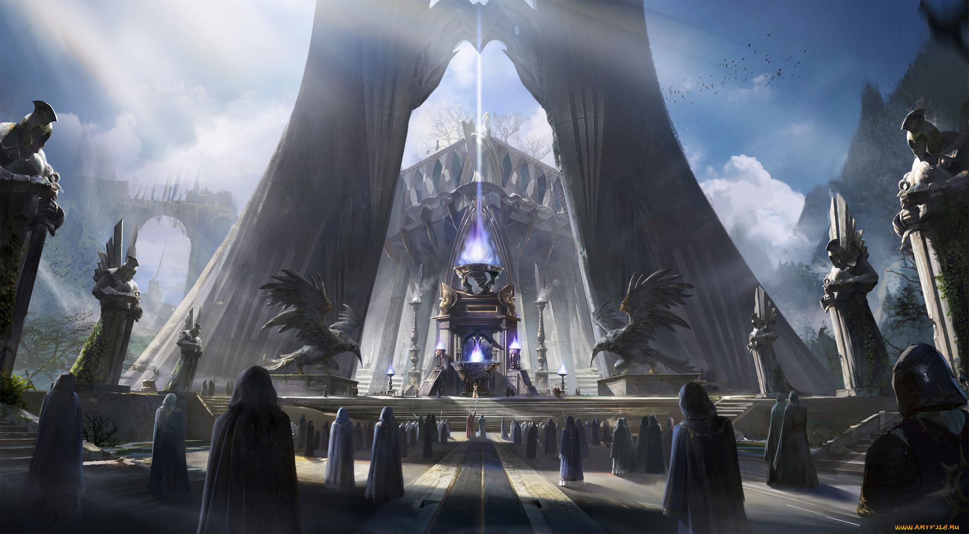 фэнтези, иные, миры, , иные, времена, дворец, статуи, люди