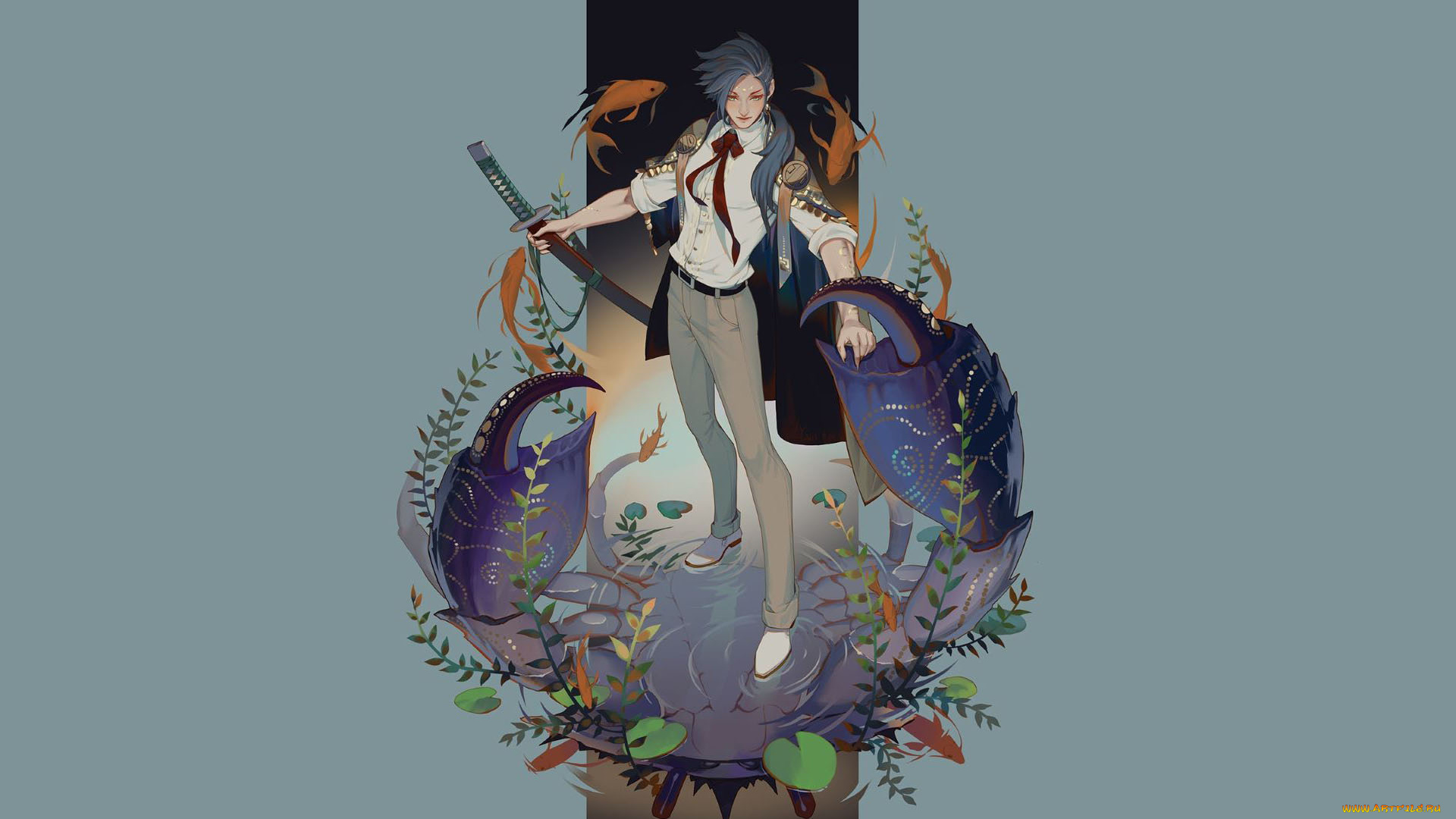 фэнтези, маги, , волшебники, парень, рыбы, клешни