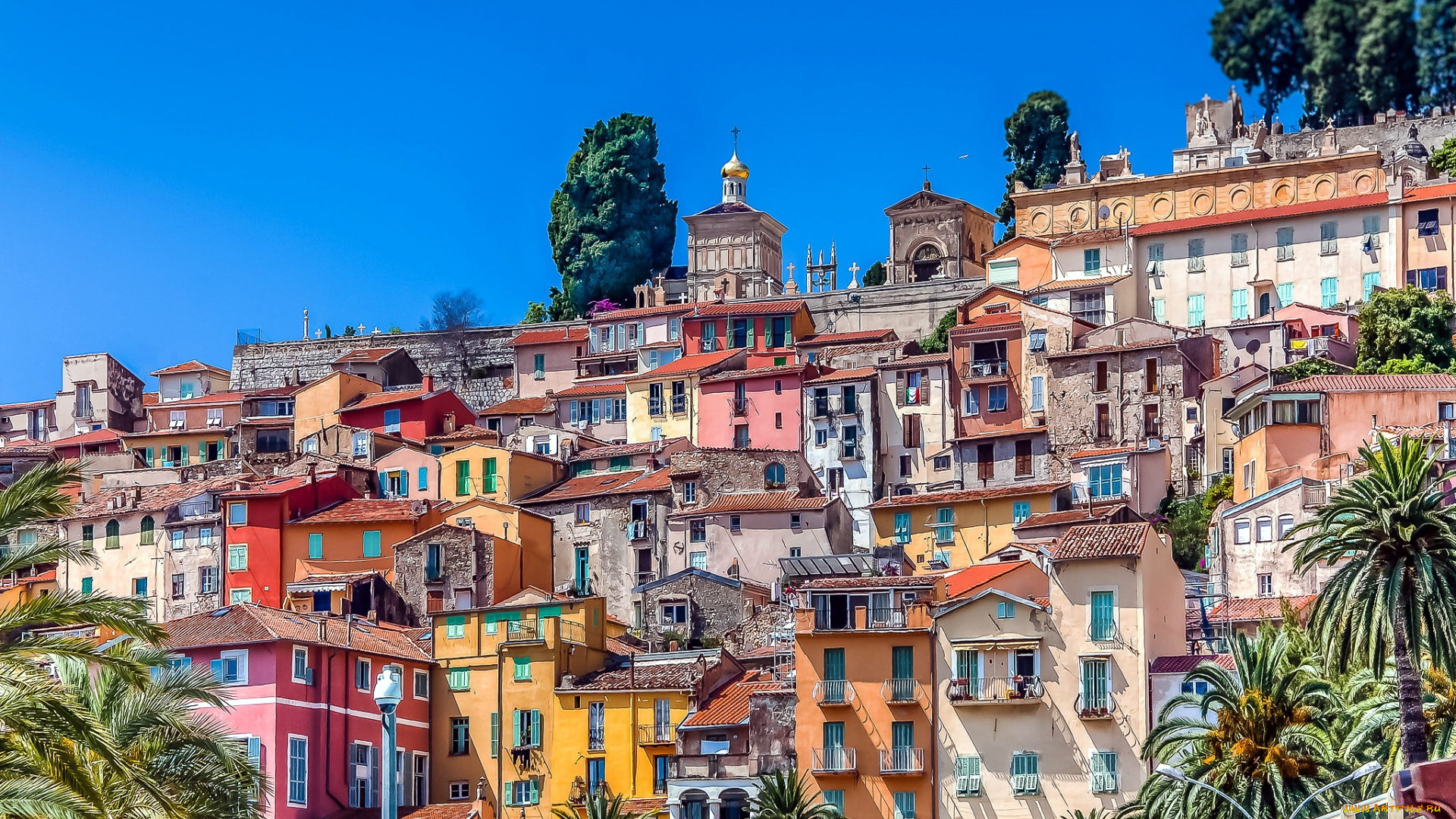 menton, france, города, -, здания, , дома