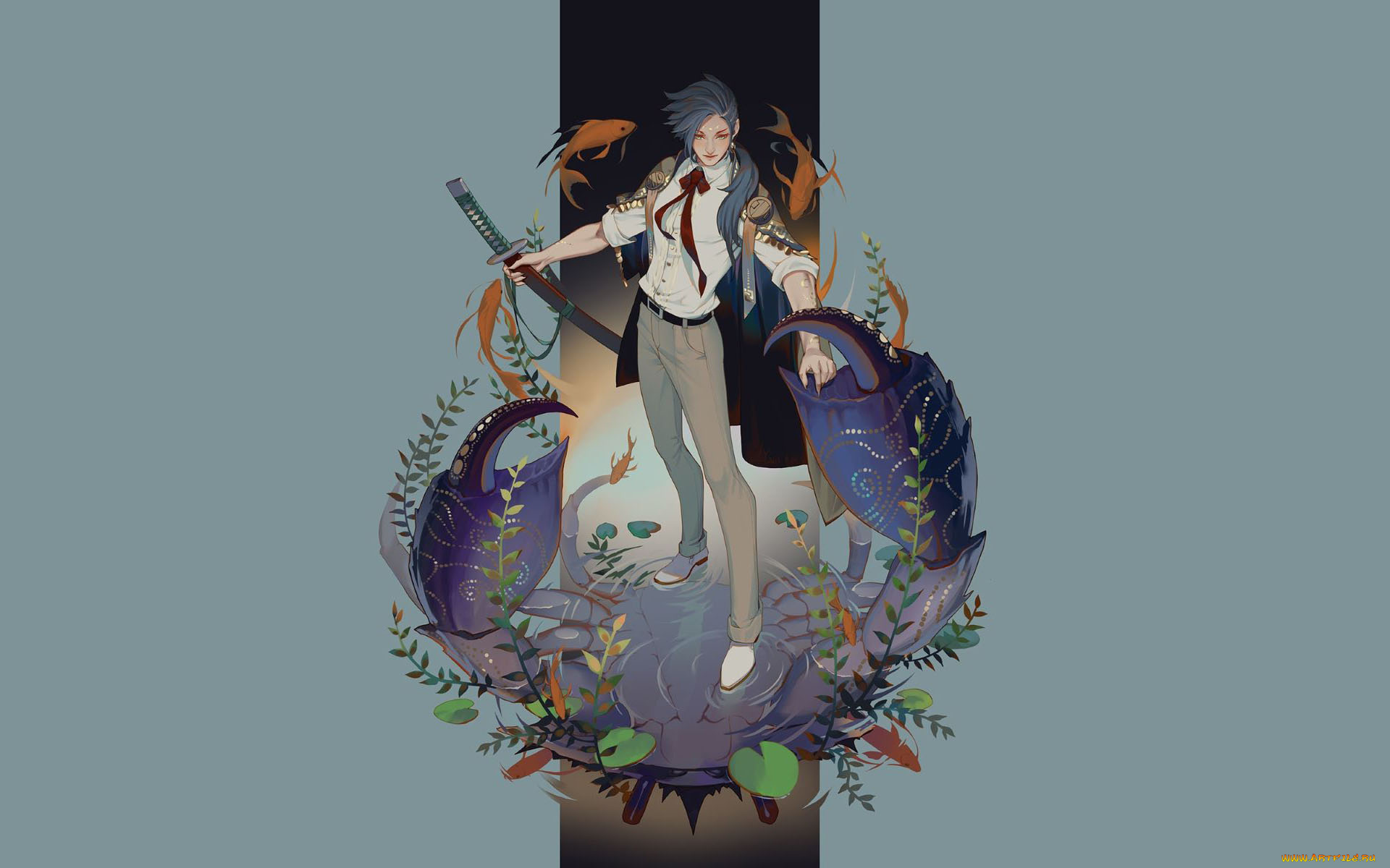 фэнтези, маги, , волшебники, парень, рыбы, клешни