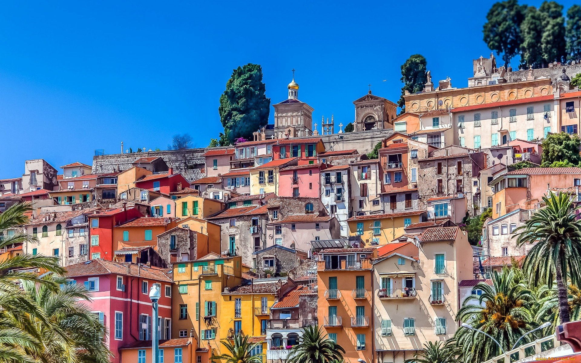 menton, france, города, -, здания, , дома