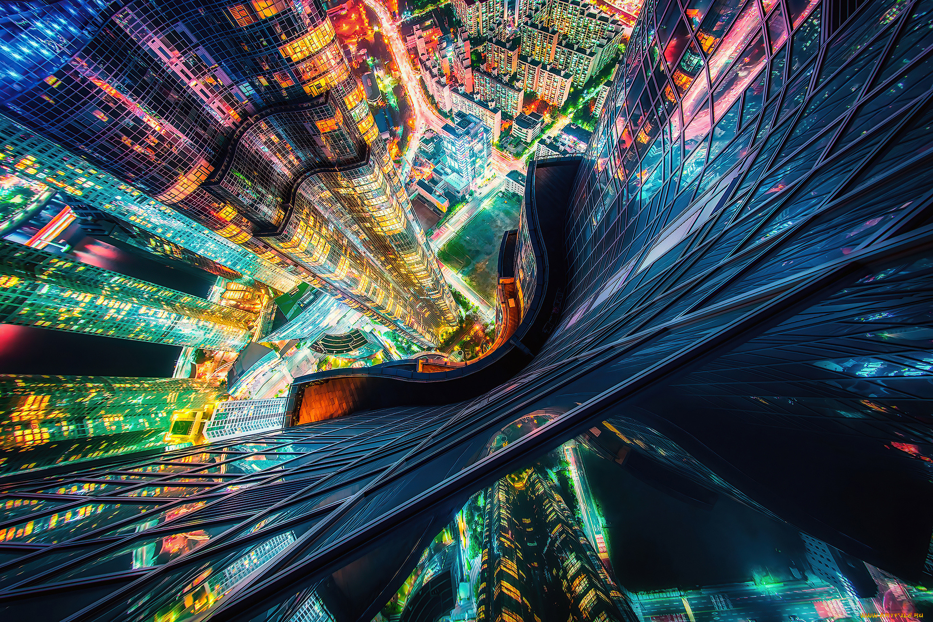 города, -, здания, , дома, городской, вид, небоскребы, бусан, южная, корея