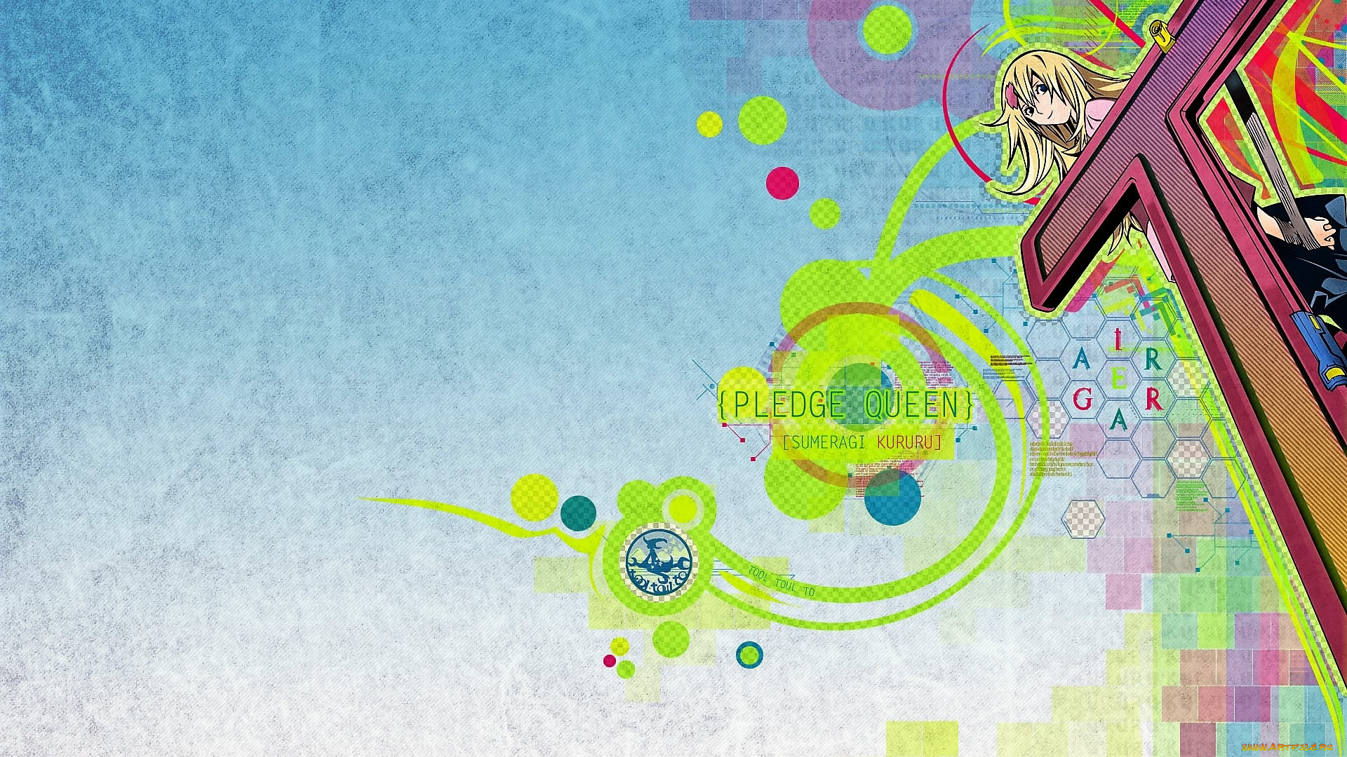 аниме, air, gear, девочка, буква