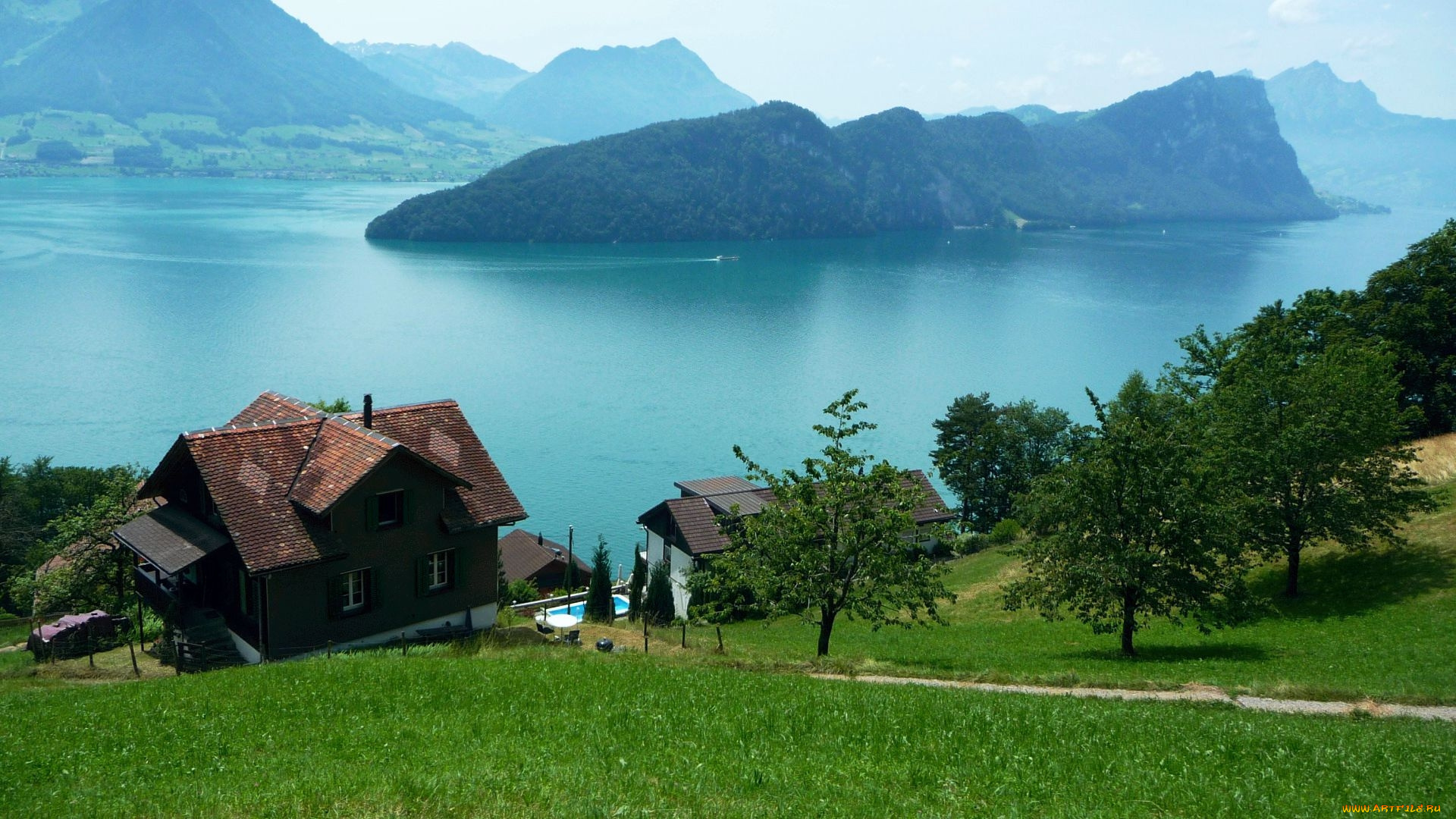 lake, lucerne, switzerland, города, -, здания, , дома, lake, lucerne