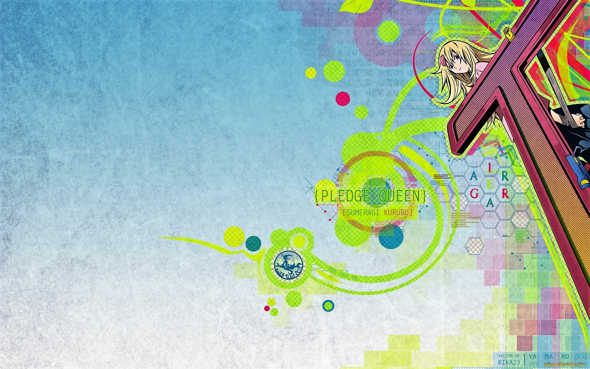 аниме, air, gear, девочка, буква