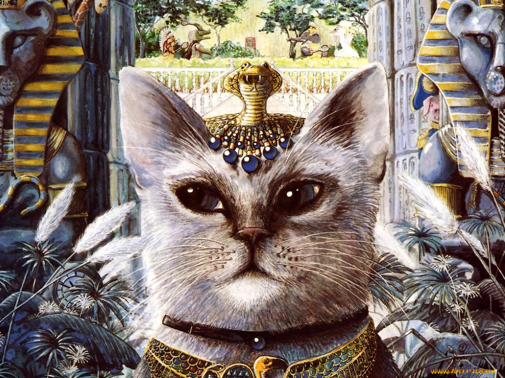 рисованные, животные, коты