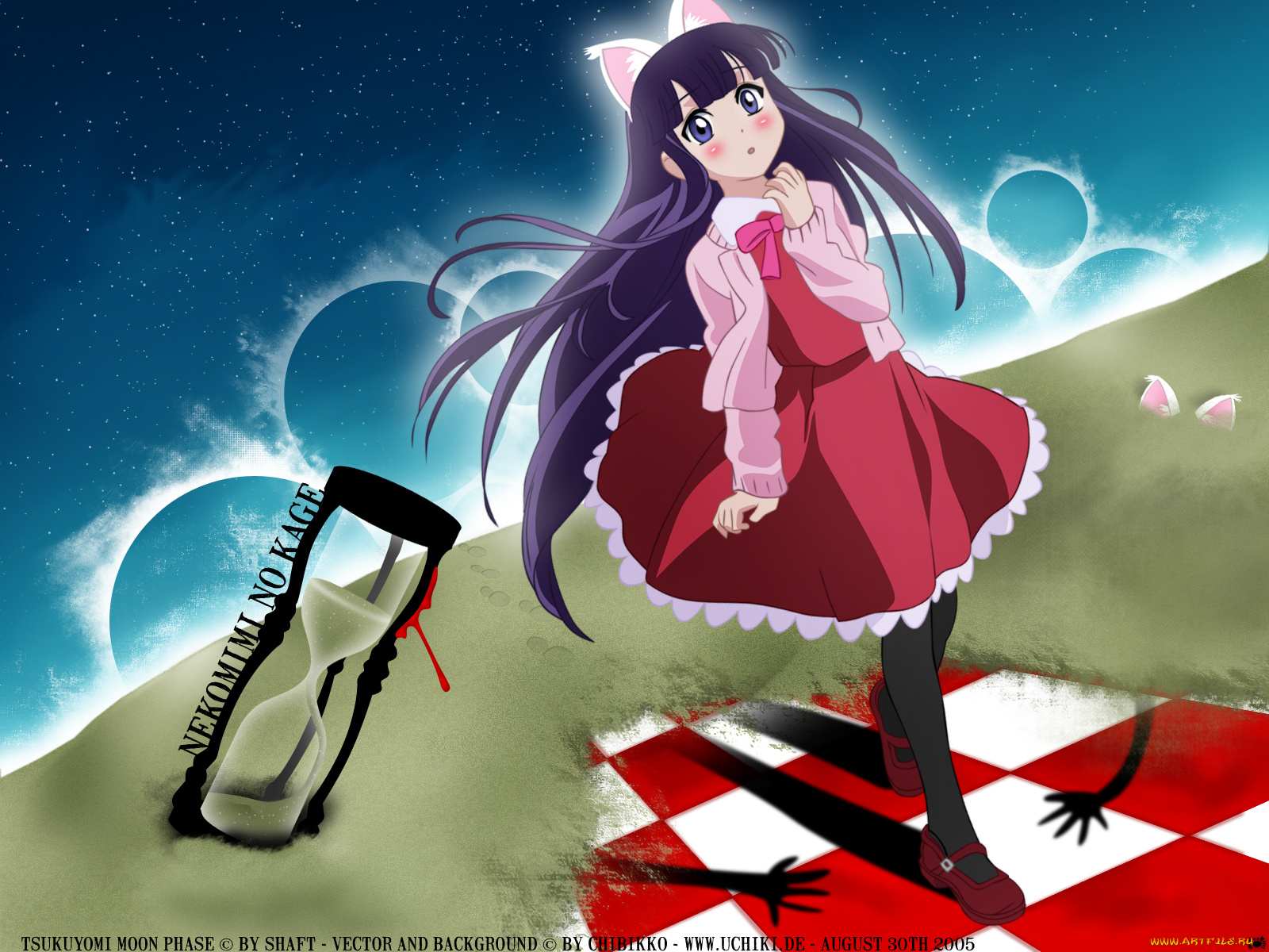 аниме, tsukuyomi, moon, phase