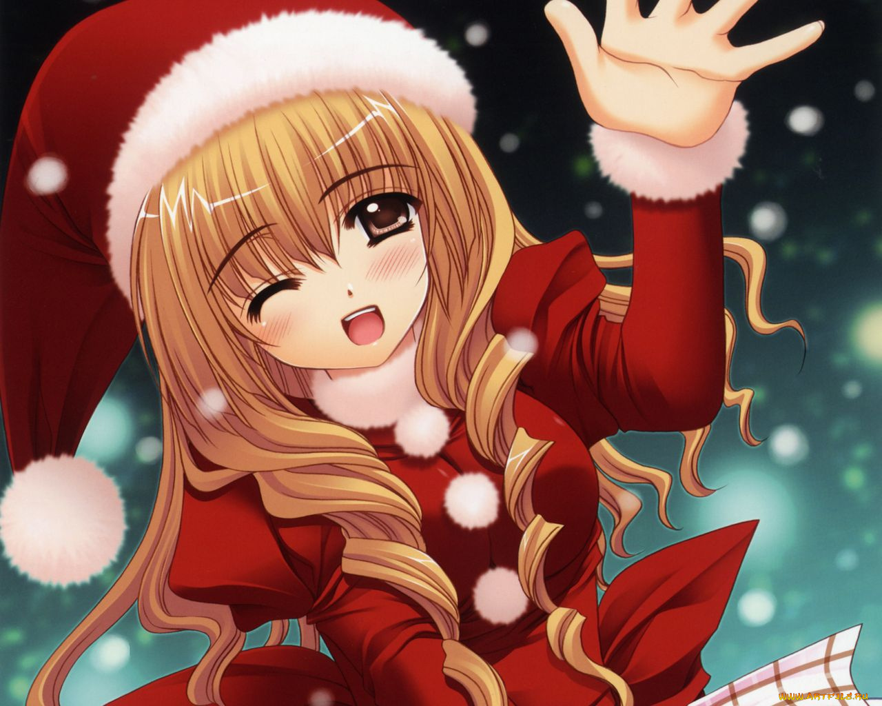 аниме, merry, chrismas, winter