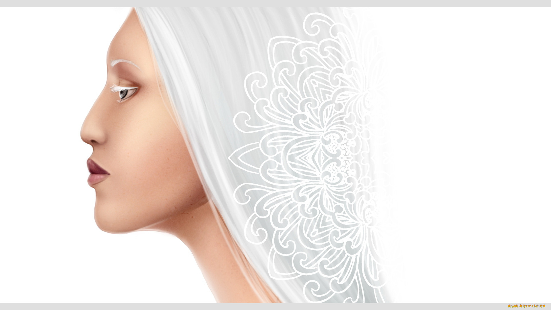 рисованные, люди, лицо, девушка