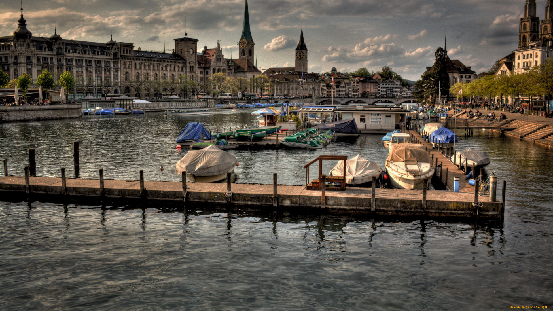zurich, switzerland, города, цюрих, швейцария, дома, набережная, река