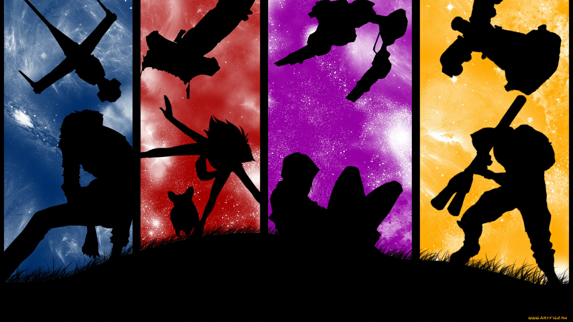 аниме, cowboy, bebop, jet, faye, ed, spike