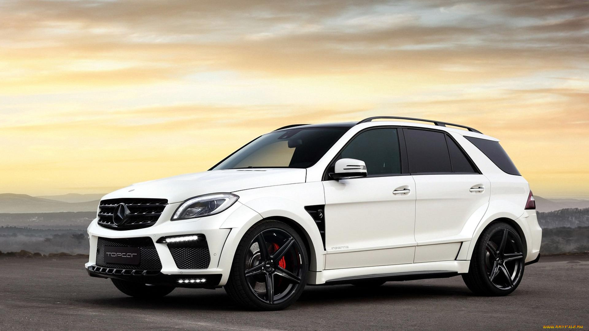 автомобили, mercedes-benz, ml, мерседес, закат, панорама, белый, джип, небо