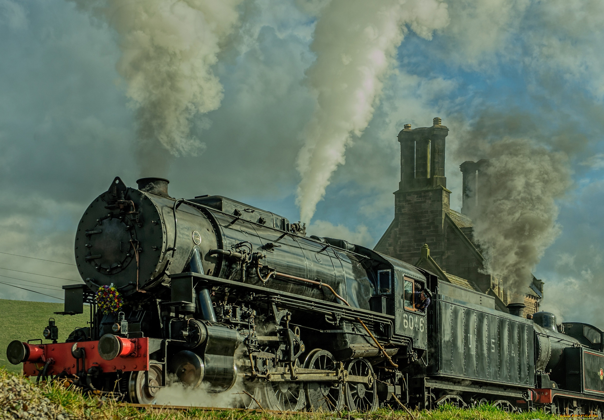 техника, паровозы, паровоз, рельсы, железная, дорога, вагоны