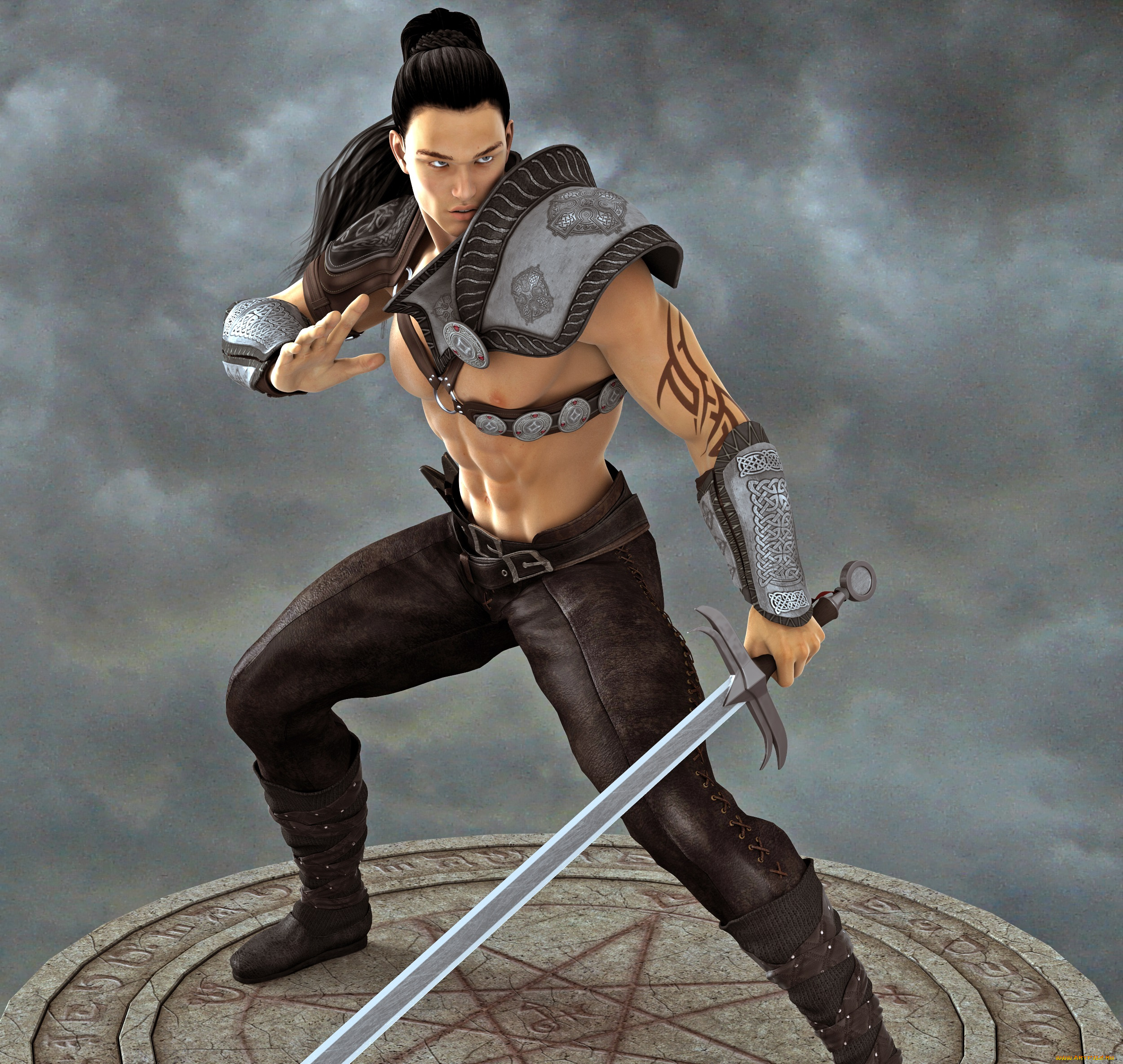 3д, графика, фантазия, , fantasy, меч, воин