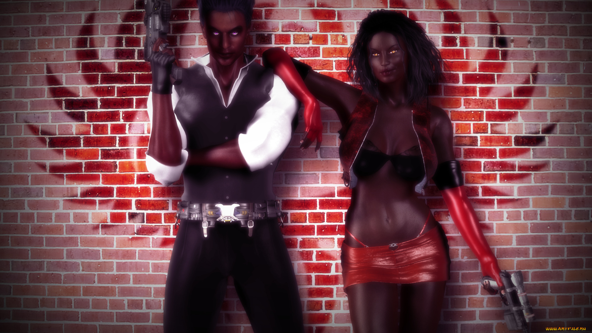 3д, графика, люди, , people, парень, оружие, фон, взгляд, девушка