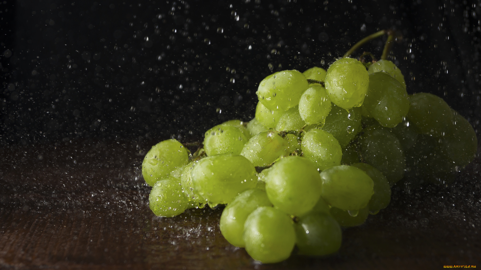 еда, виноград, капли, вода
