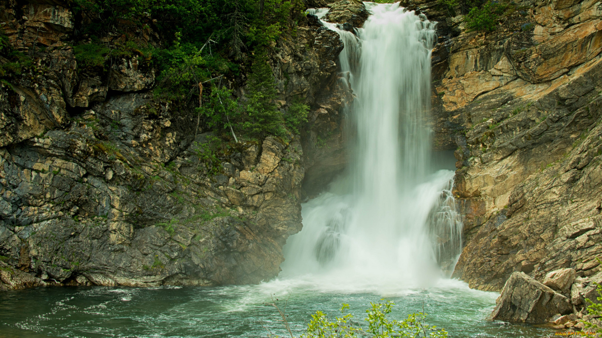 природа, водопады, лес, водопад, река
