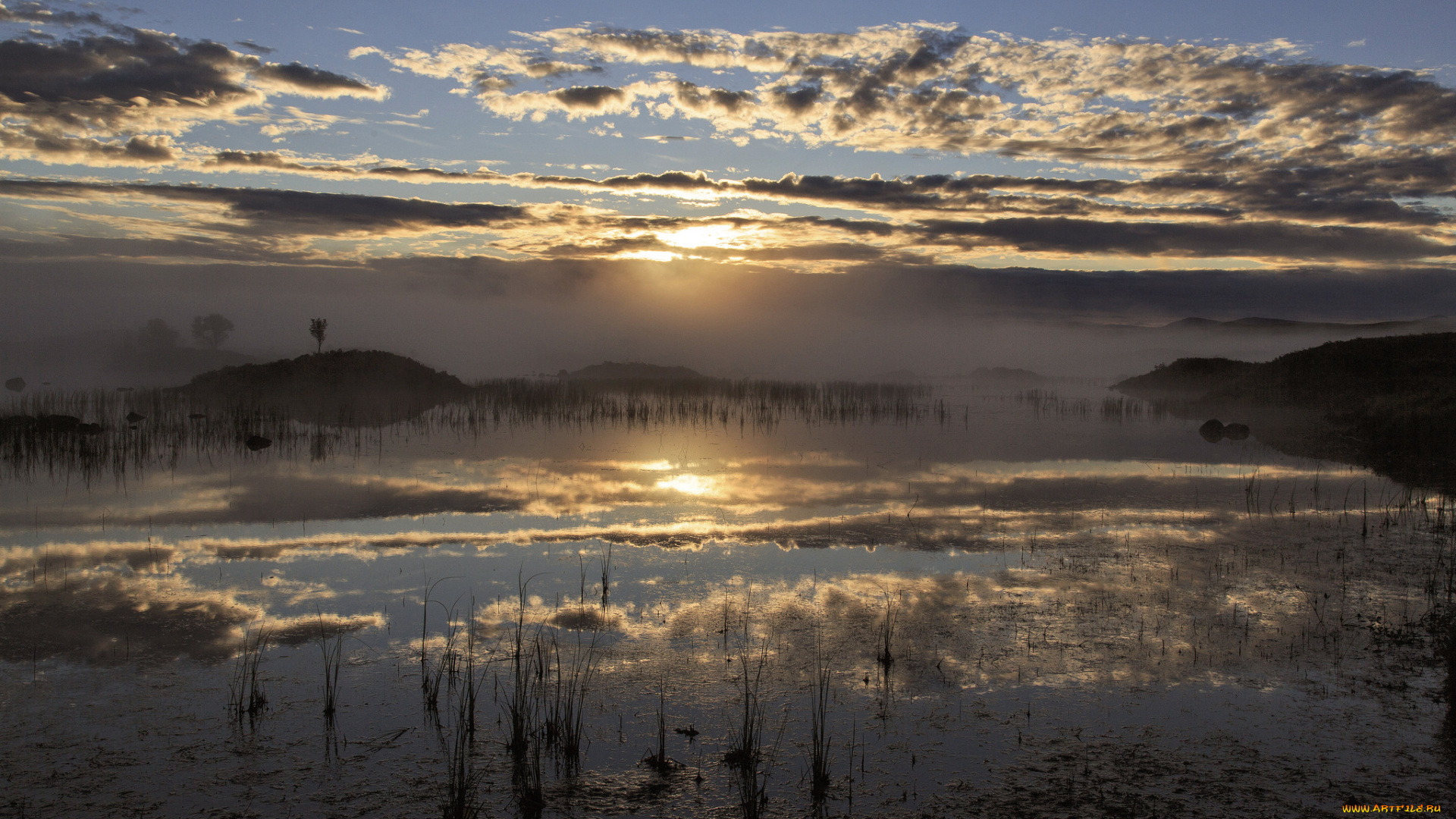 природа, восходы, закаты, отражение, озеро, закат, небо