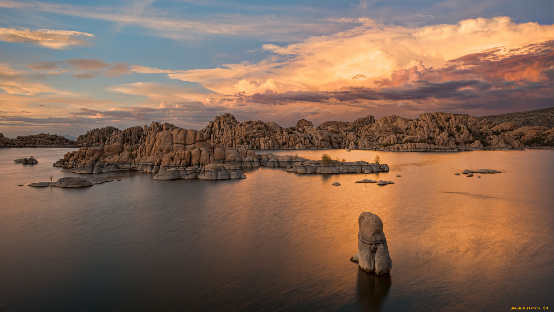 природа, восходы, закаты, озеро, закат, скалы