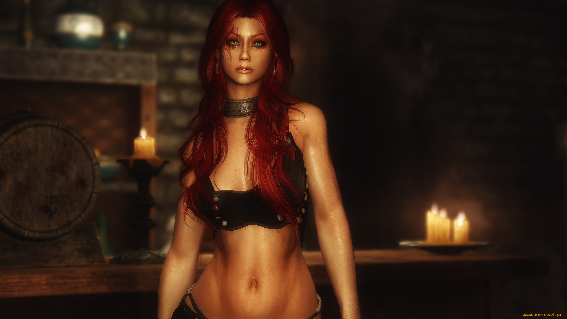 видео, игры, the, elder, scrolls, v, , skyrim, девушка, фон, взгляд