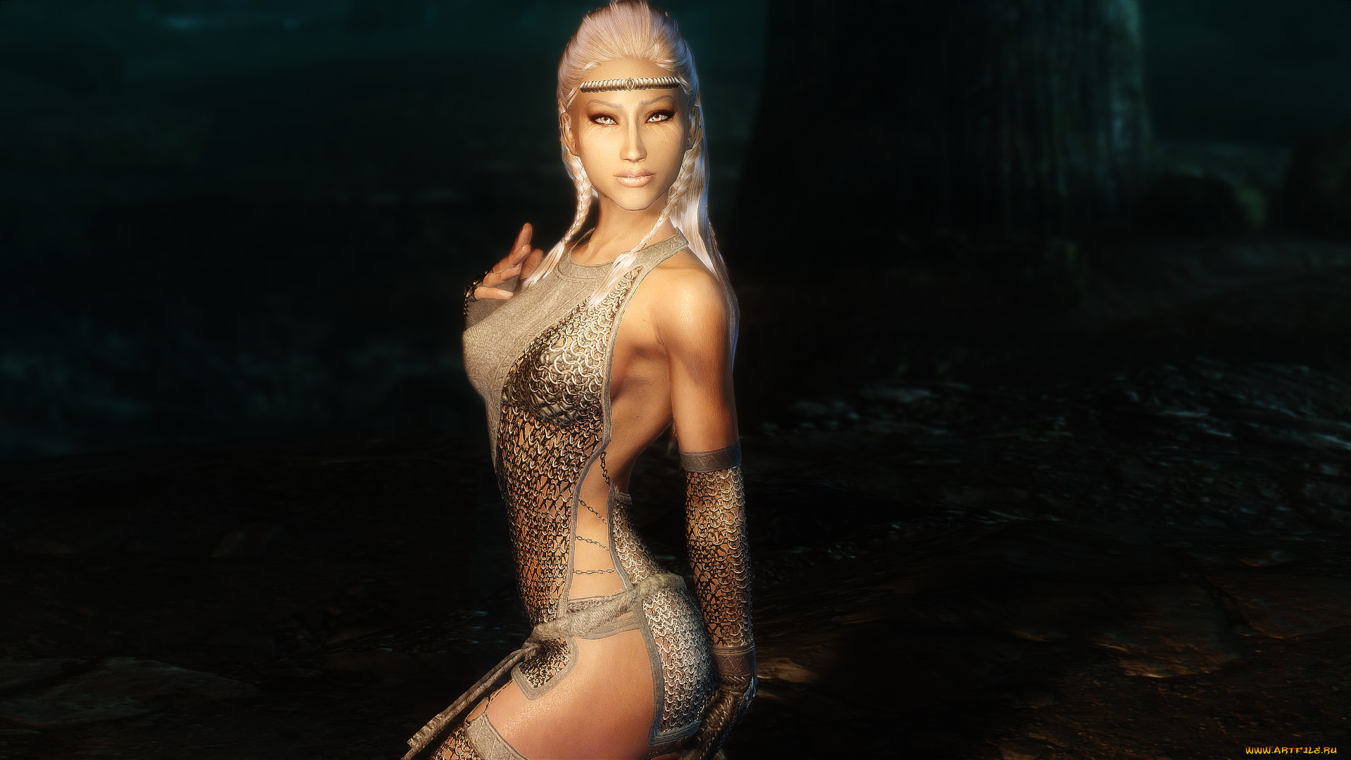 видео, игры, the, elder, scrolls, v, , skyrim, фон, взгляд, девушка