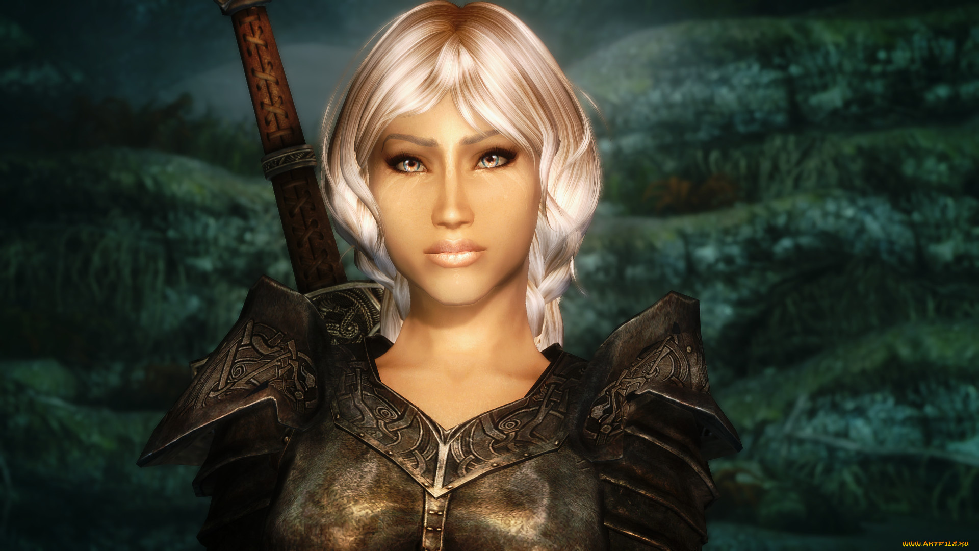 видео, игры, the, elder, scrolls, v, , skyrim, фон, взгляд, девушка