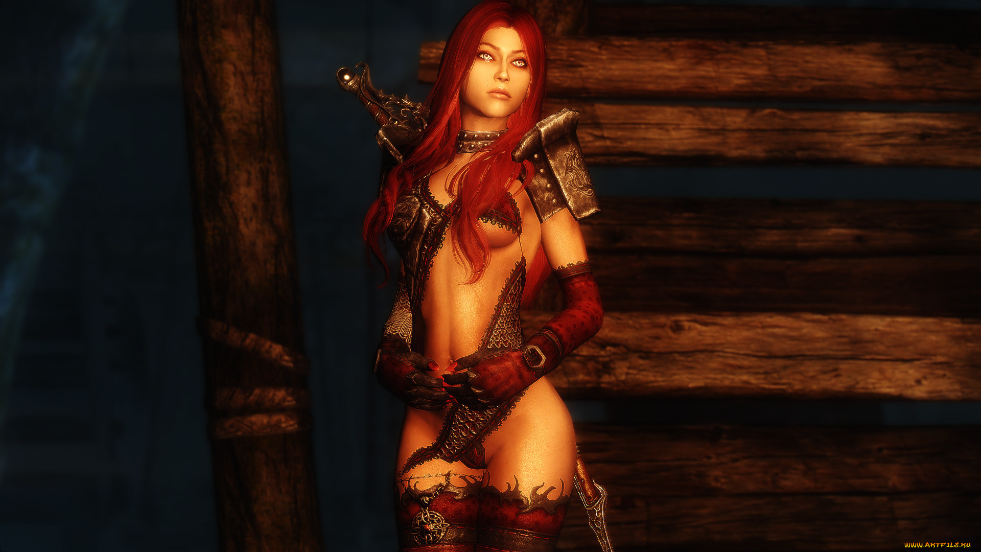 видео, игры, the, elder, scrolls, v, , skyrim, фон, взгляд, девушка