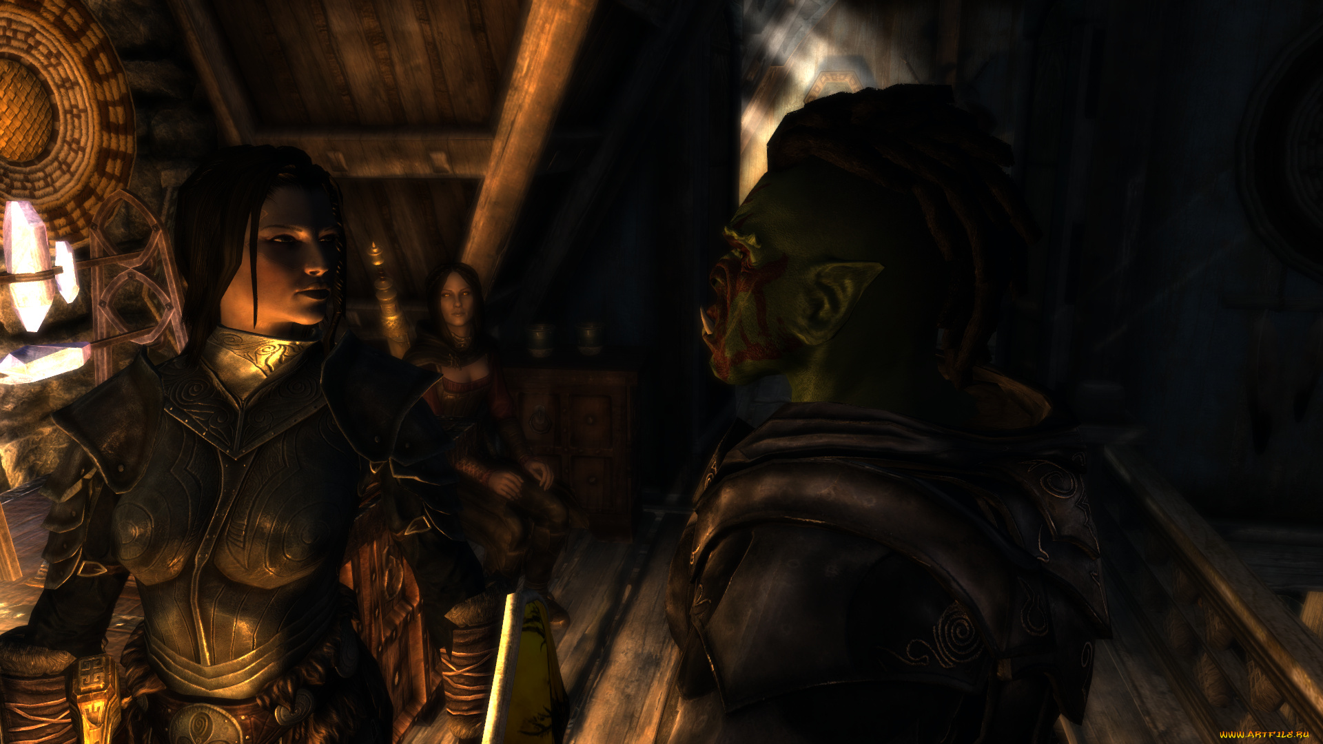 видео, игры, the, elder, scrolls, v, , skyrim, существо, фон, взгляд, девушки