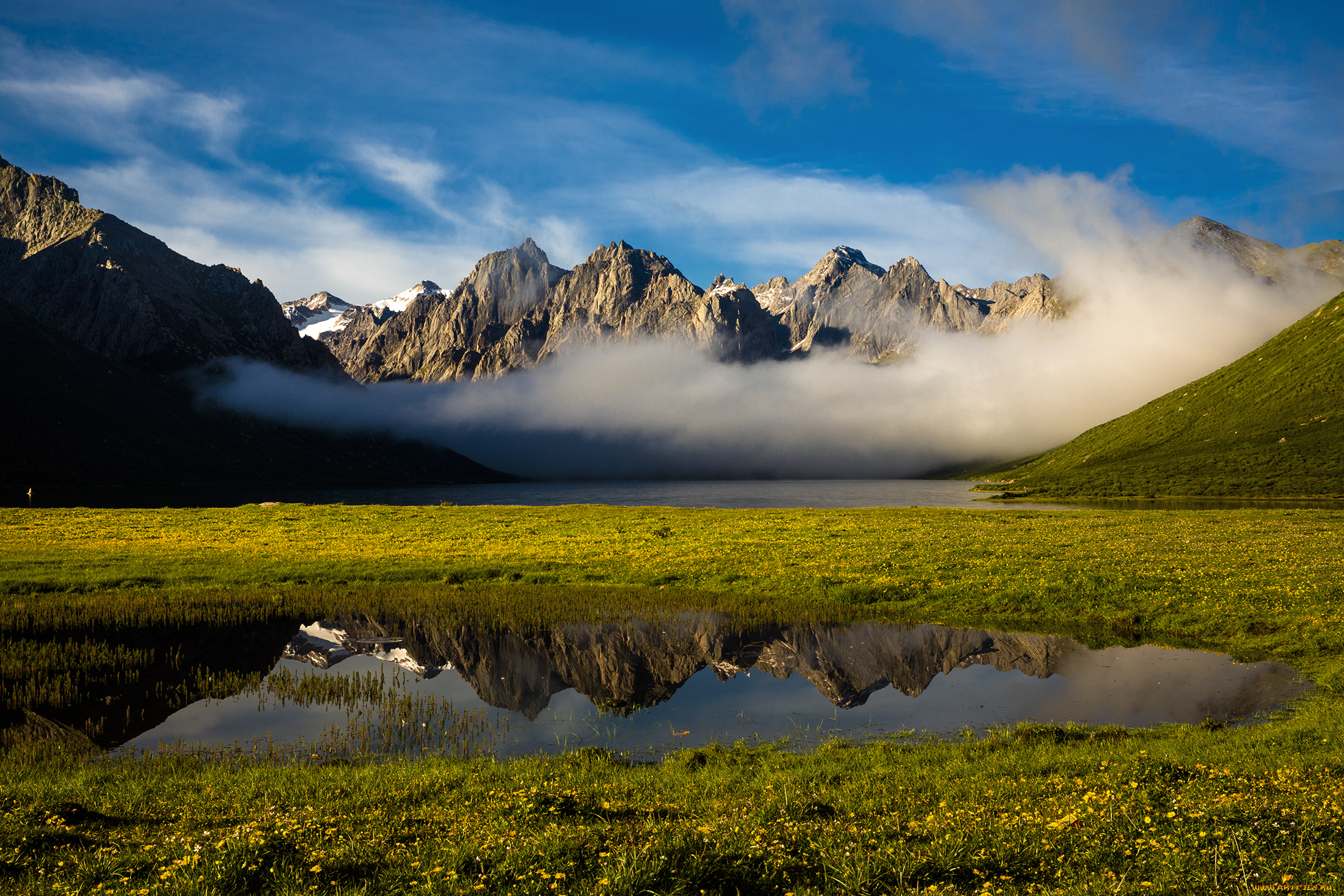 природа, реки, озера, горы, луг