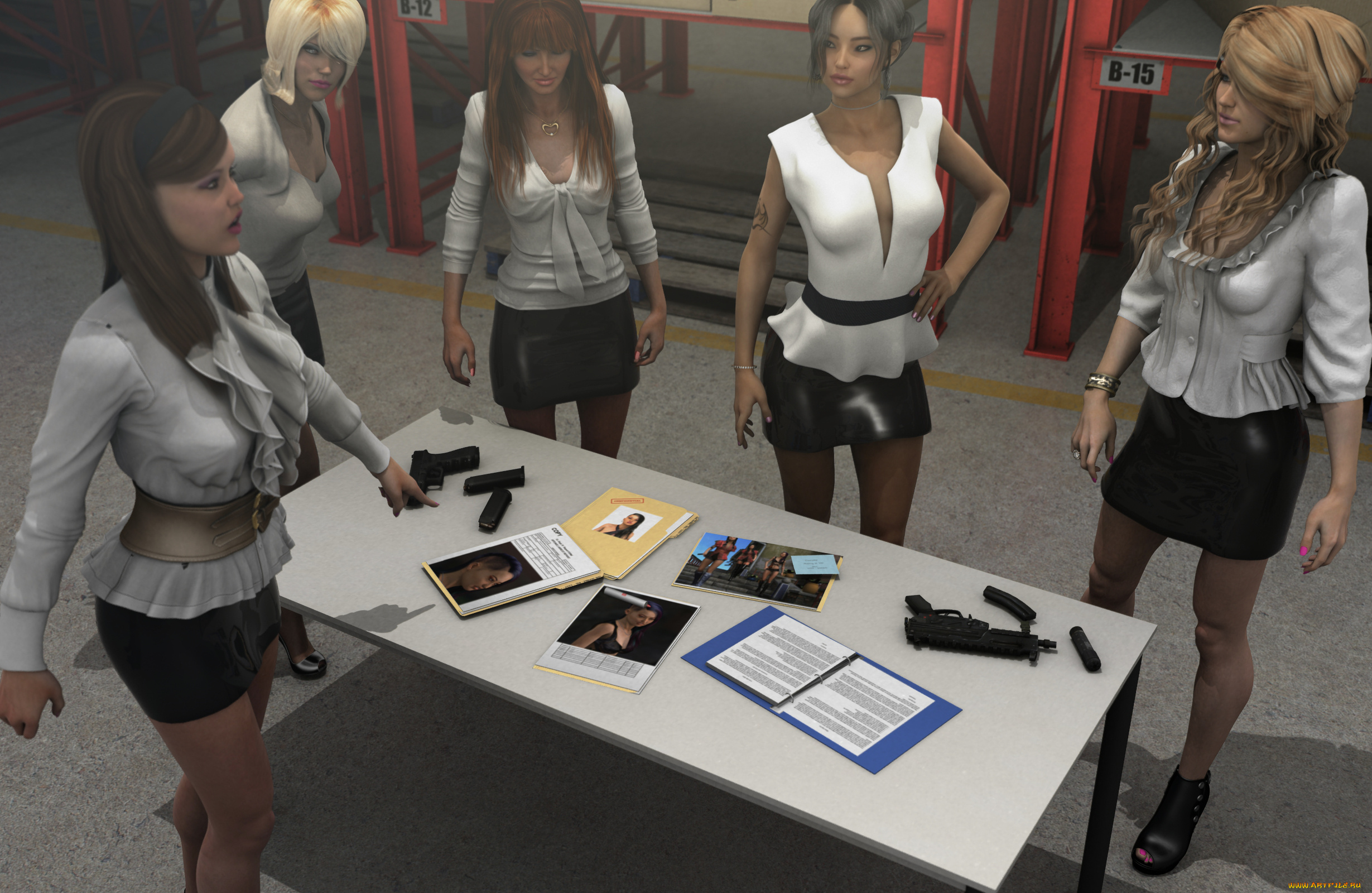 3д, графика, фантазия, , fantasy, оружие, фон, взгляд, девушки, стол