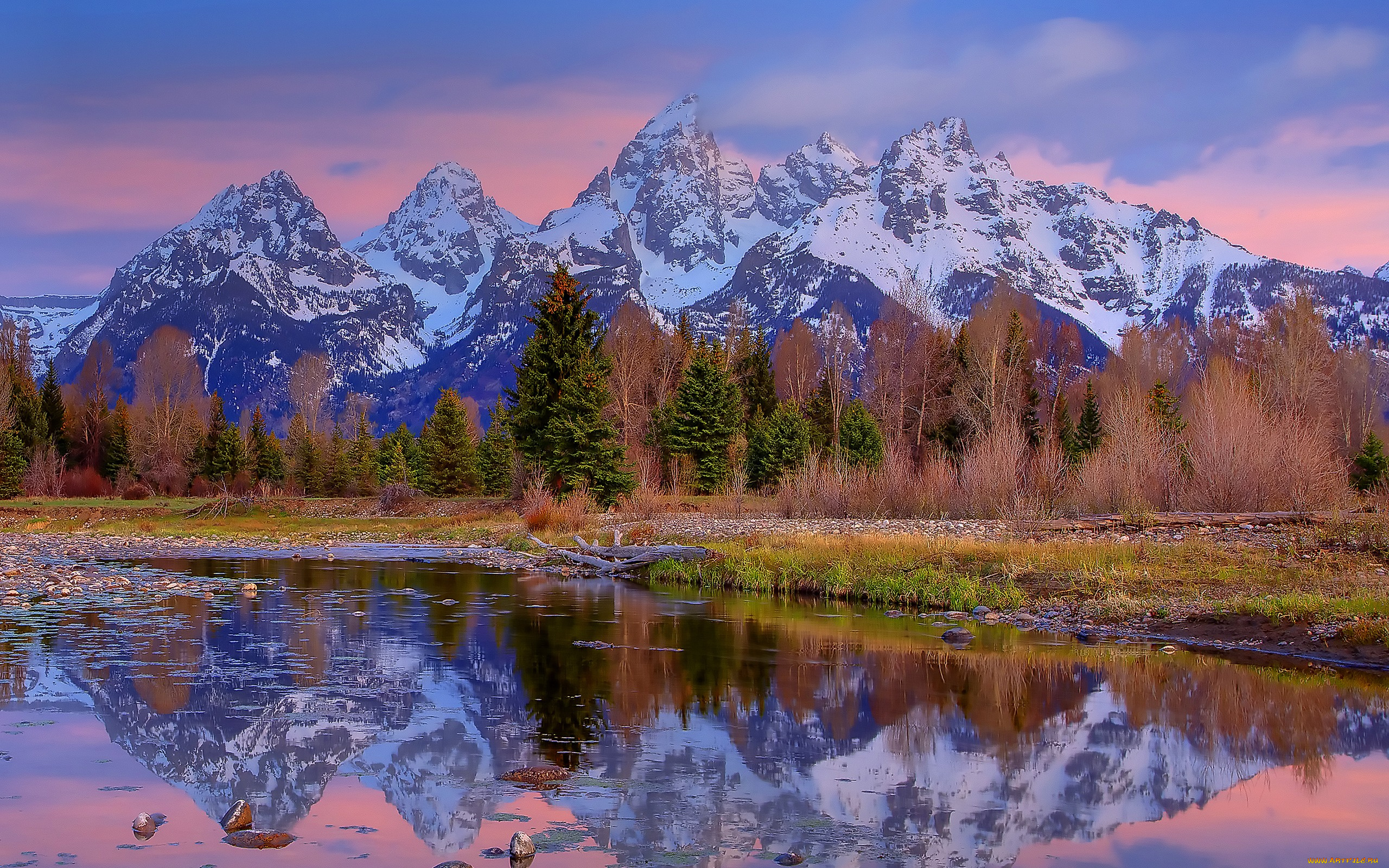 природа, реки, озера, лес, река, горы, облака, небо, wyoming, сша, деревья, озеро, камни