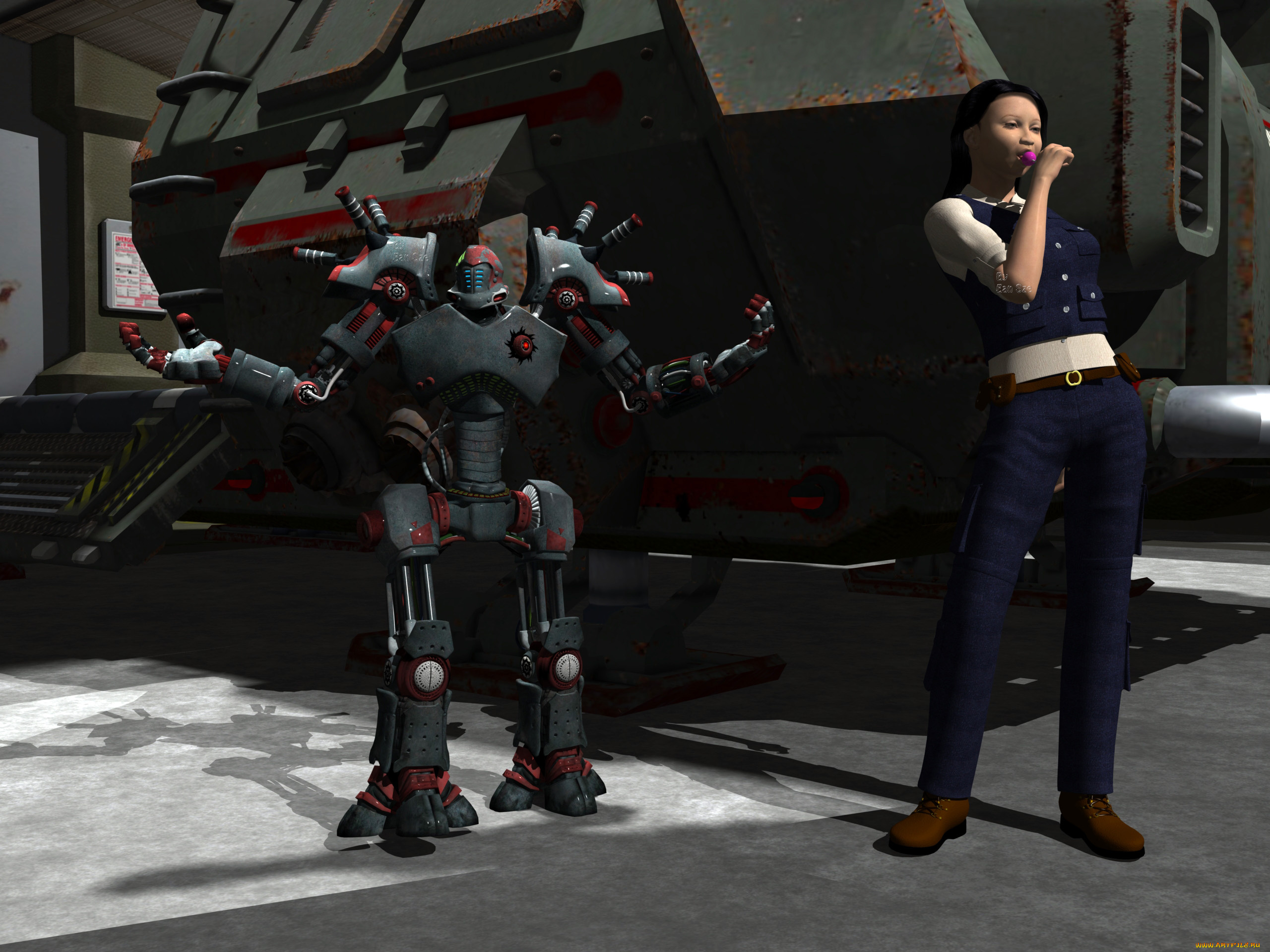 3д, графика, фантазия, , fantasy, взгляд, девушка, робот, фон