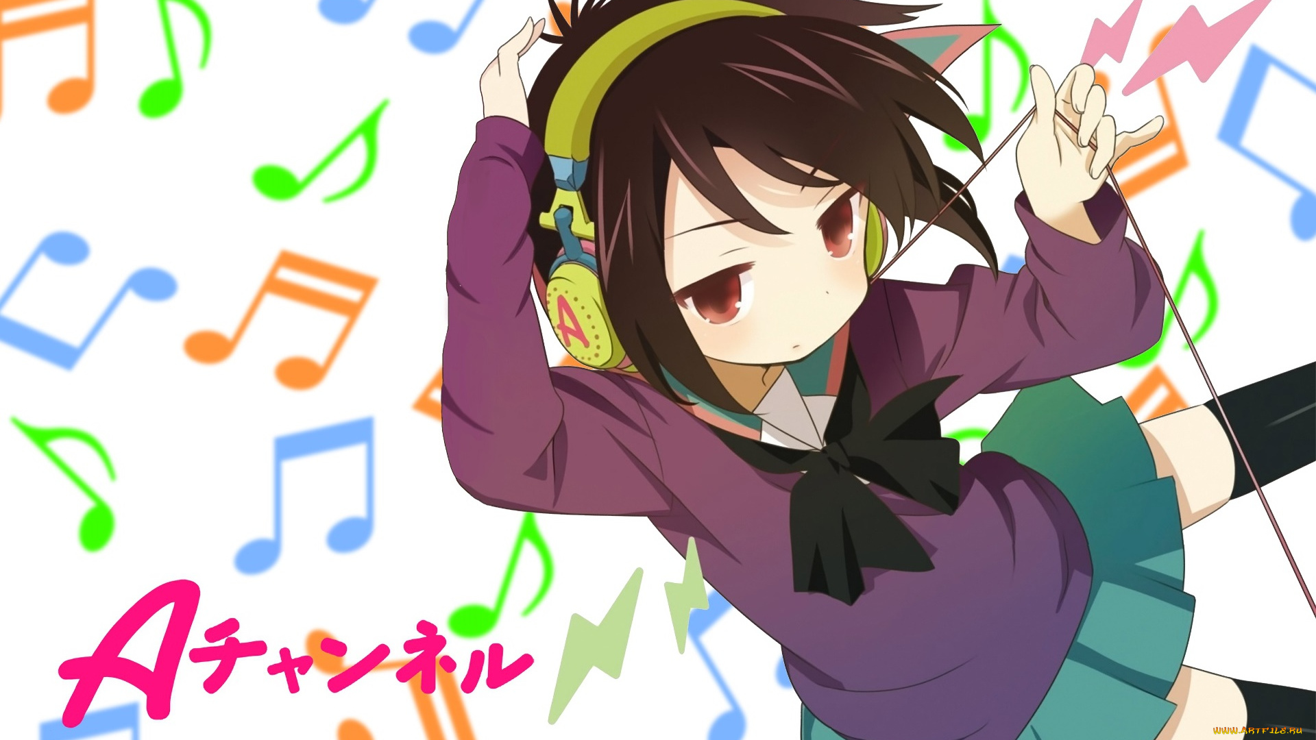 аниме, a, channel, девушка, взгляд, фон