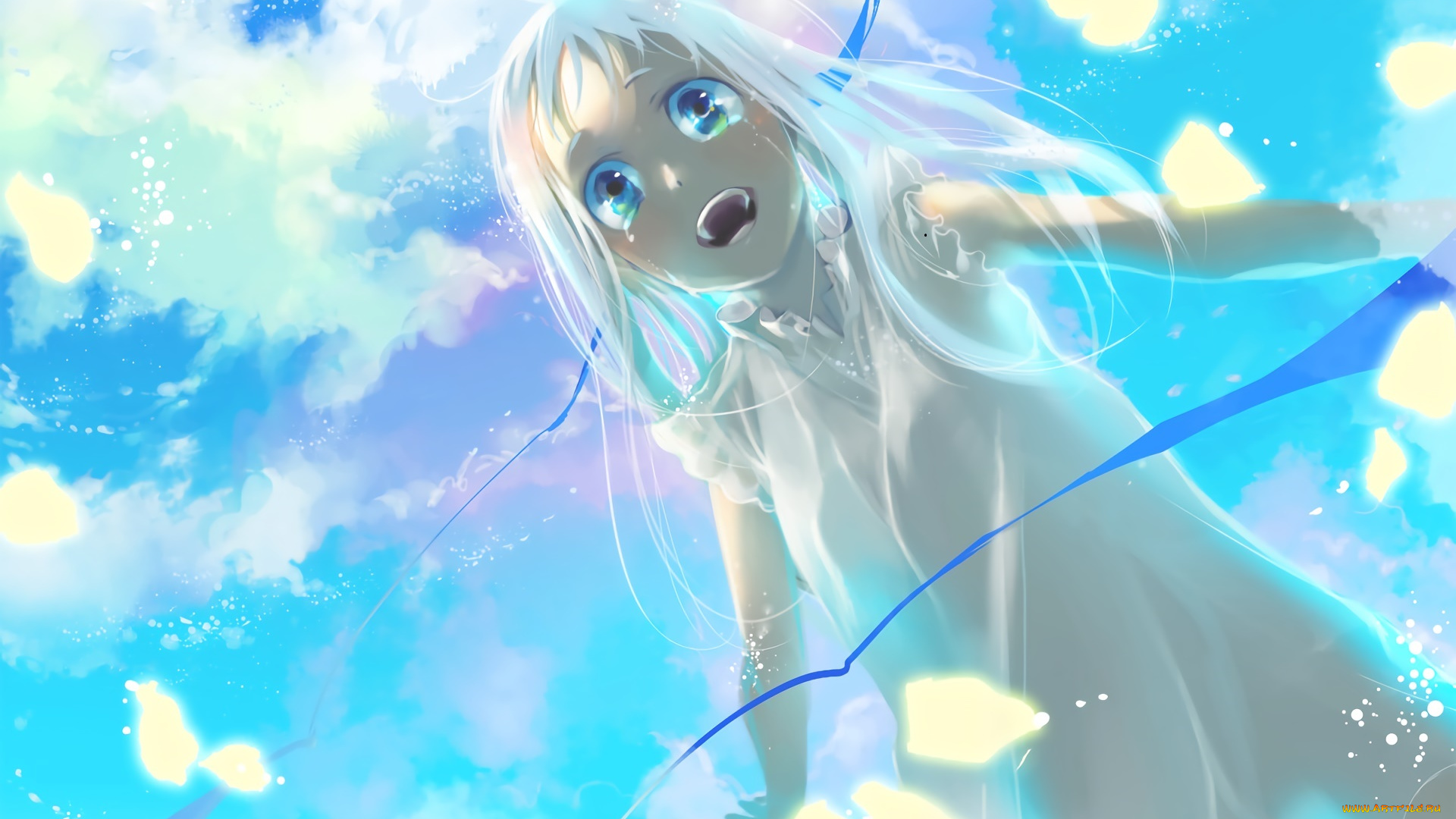 аниме, anohana, фон, взгляд, девушка