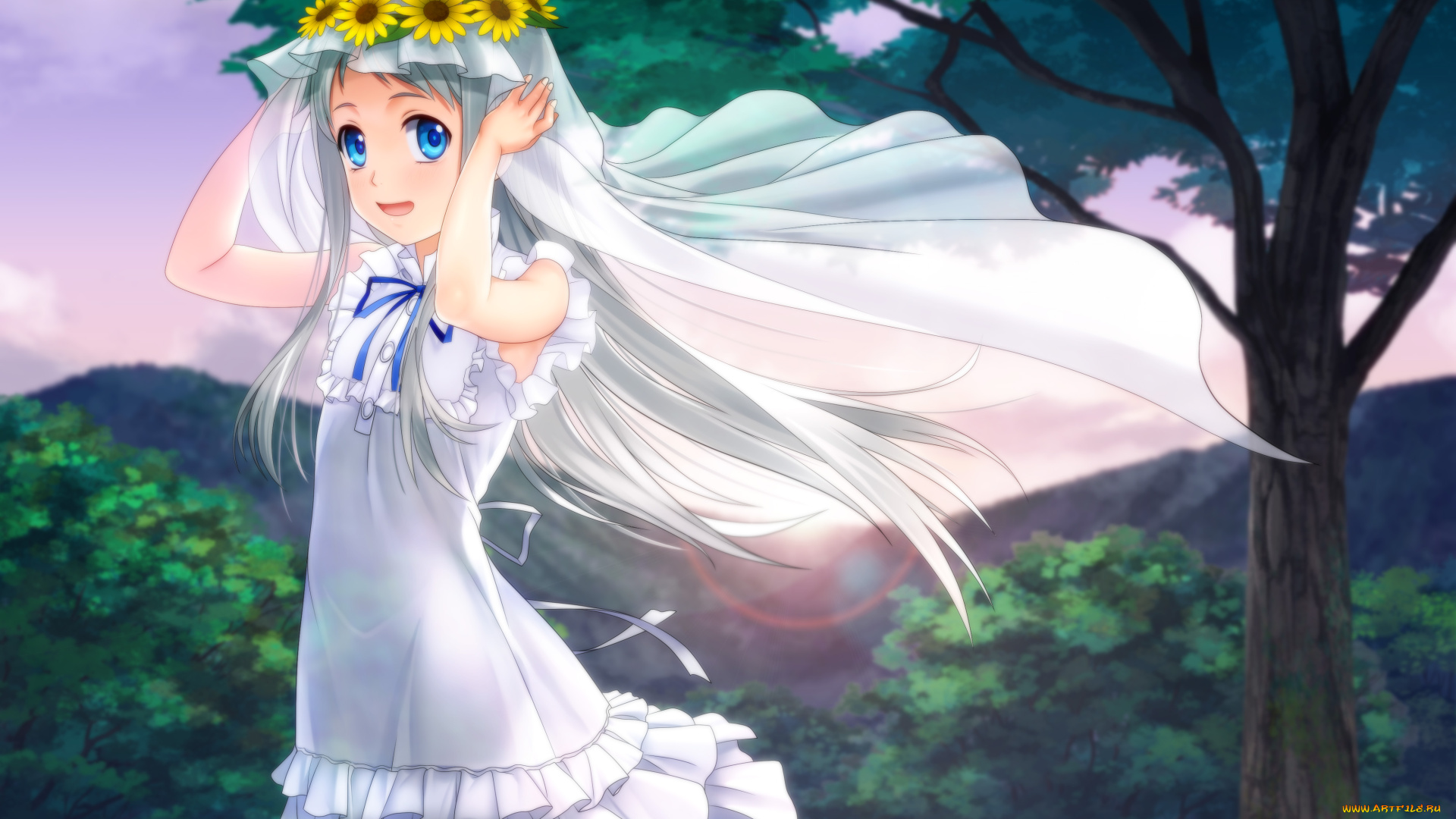 аниме, anohana, фон, взгляд, девушка